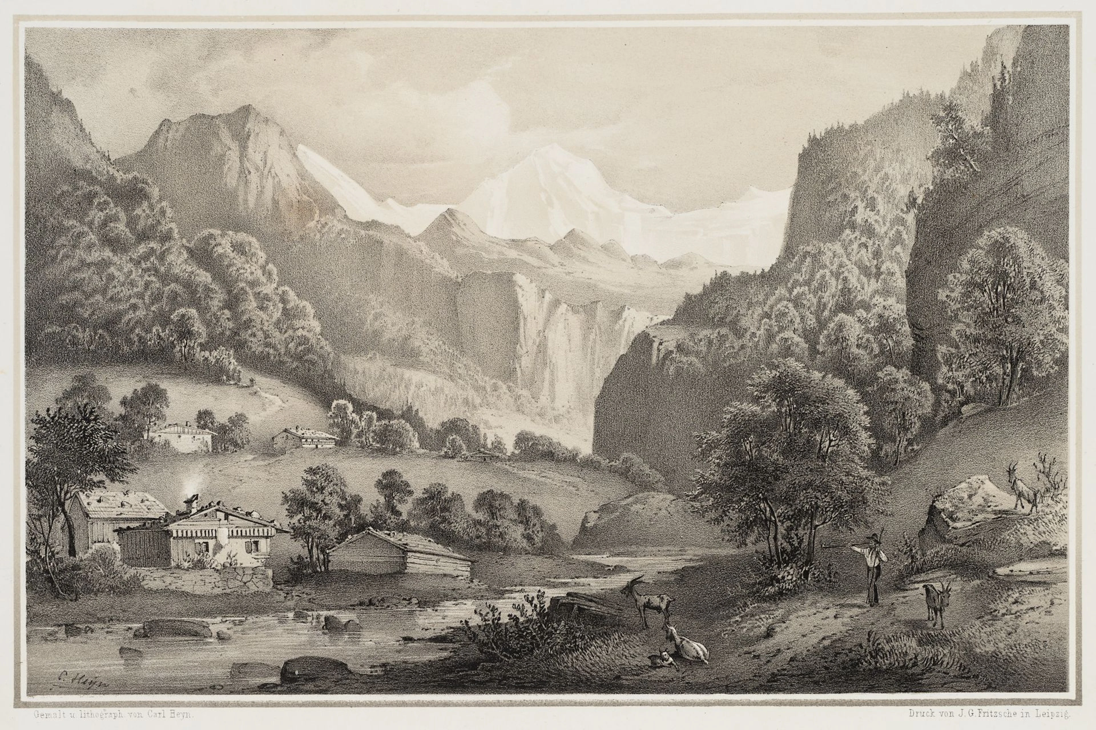C. HEYN (1834–1906), Lauterbrunnen Valley, Swiss Alps, circa 1855