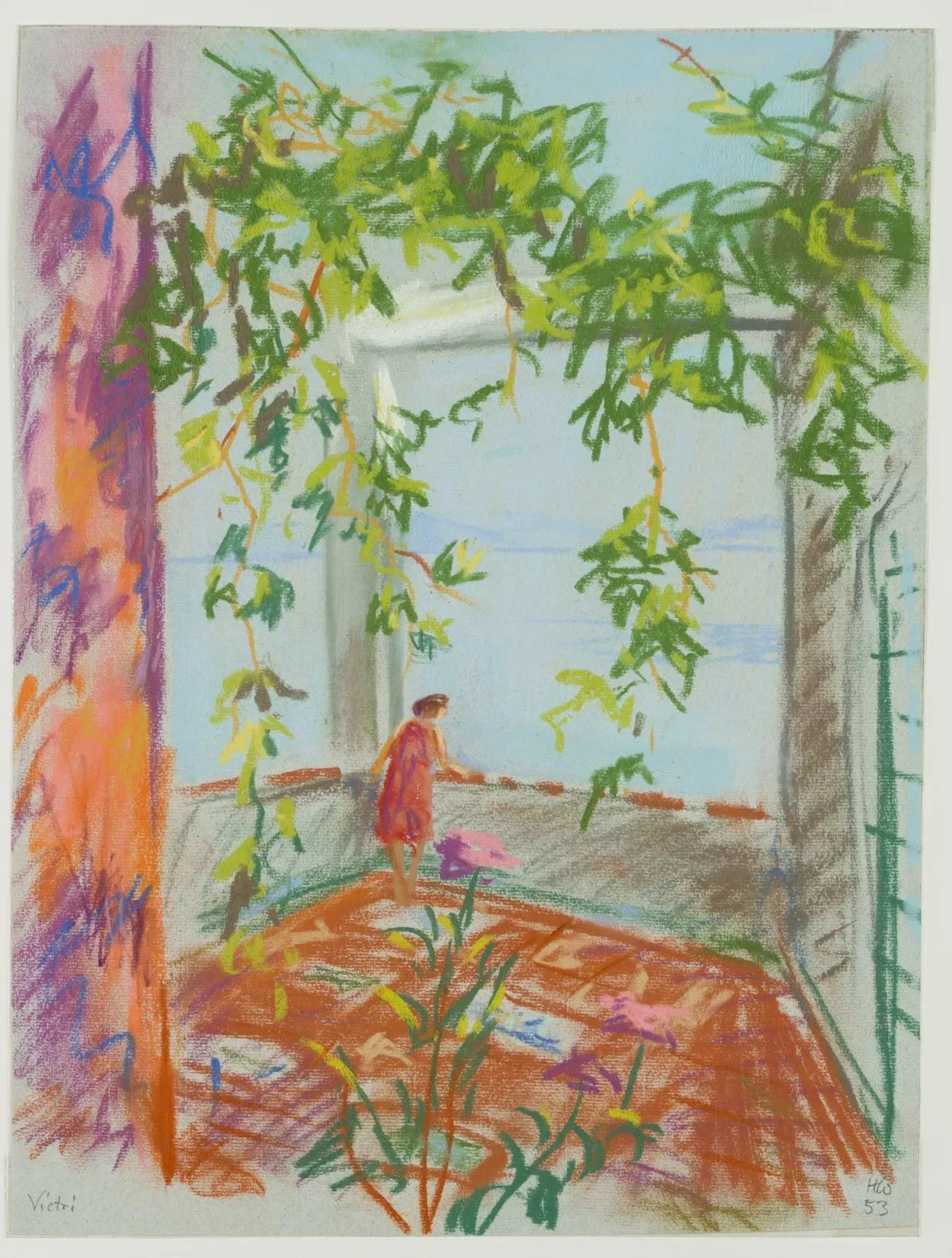 H. WINGLER (1896-1981), On a terrace in Vietri, Italy, 1953, Pastel