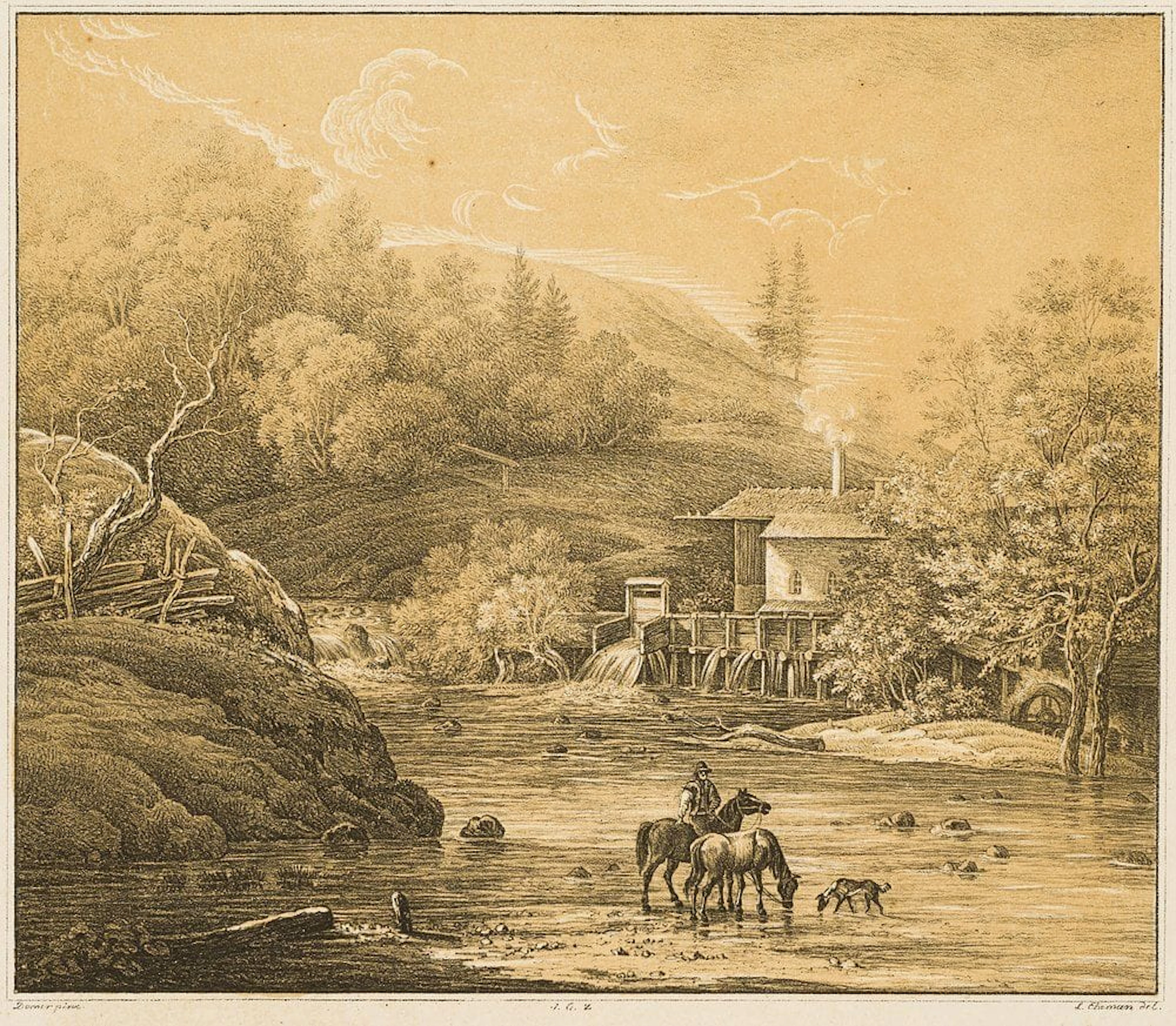 J. DORNER (*1775) after EKEMAN-ALLESSON (*1790), A Break by the River