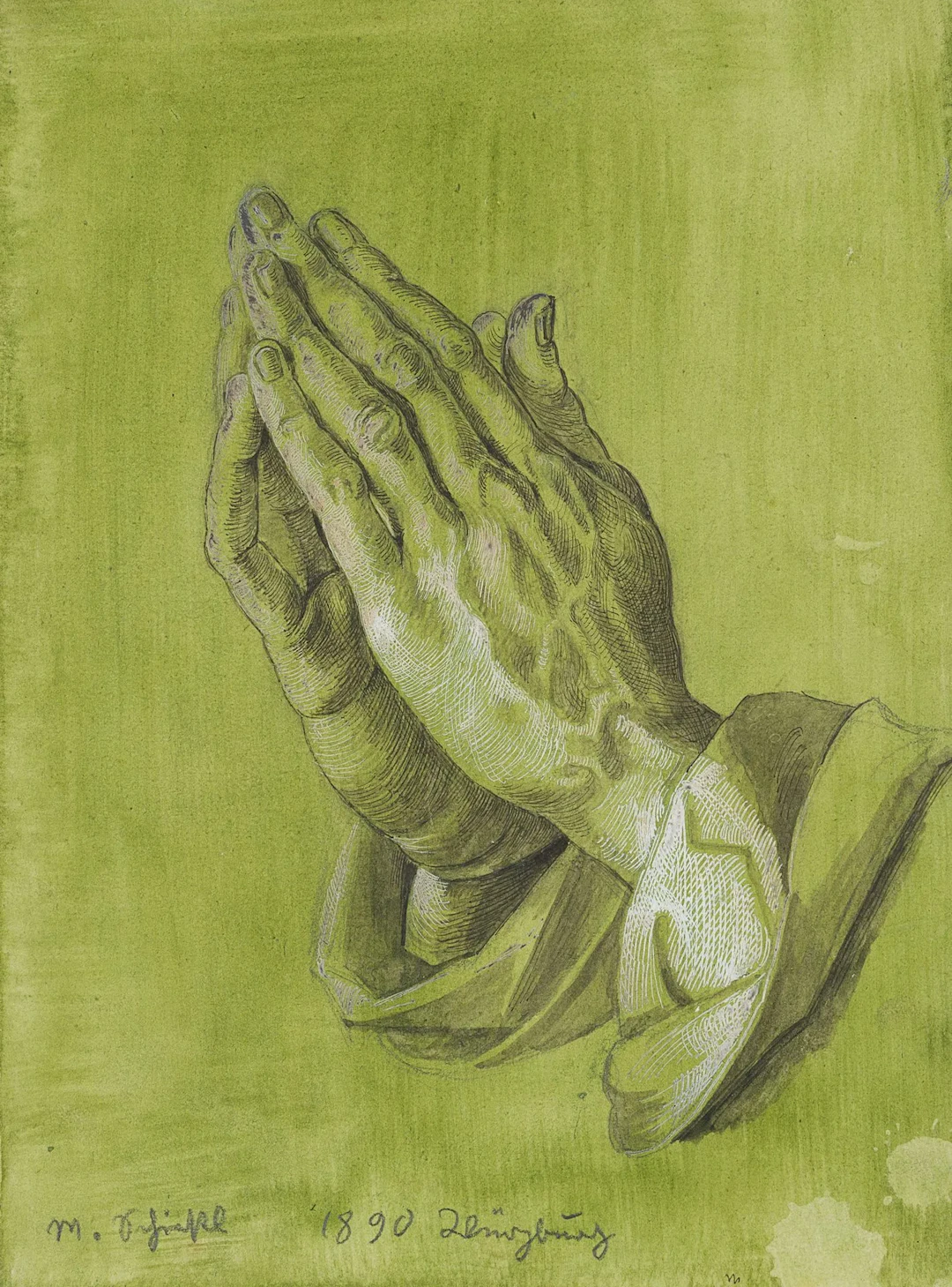 M. SCHIESTL (*1869) after DÜRER (*1471), Hands in Prayer, 1890, pen