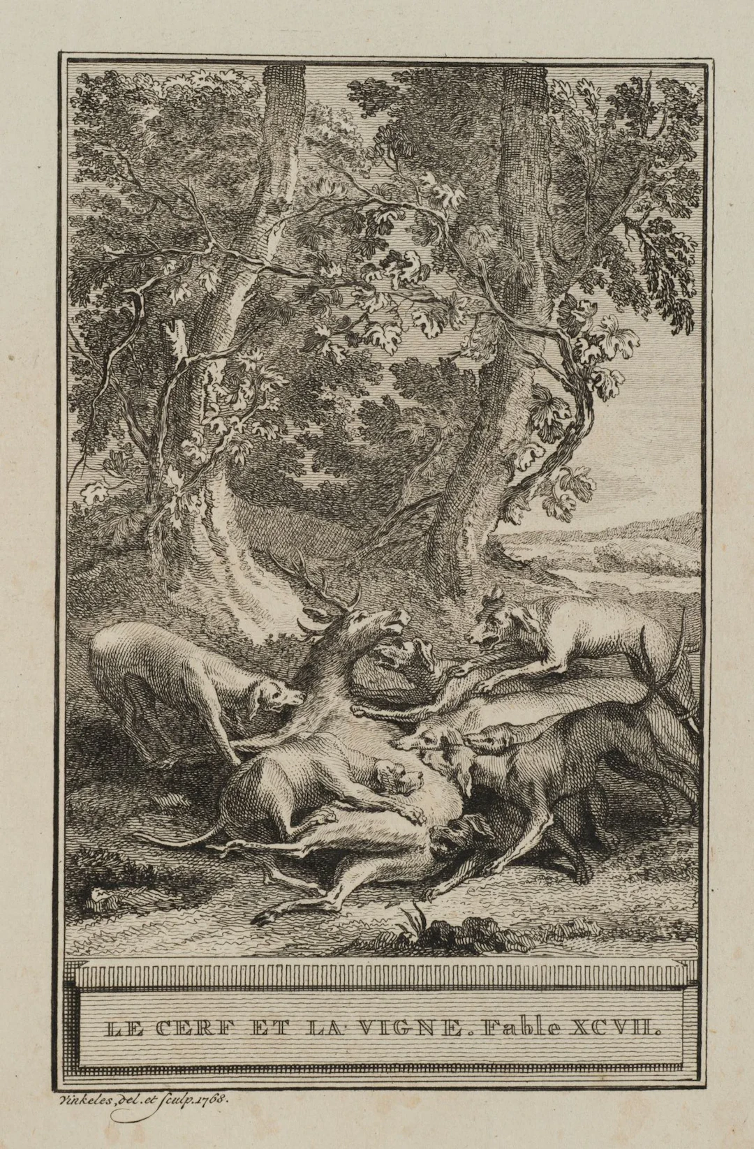 R. VINKELES (1741–1816), *The Stag and the Vine*, 1768, etching Reinier