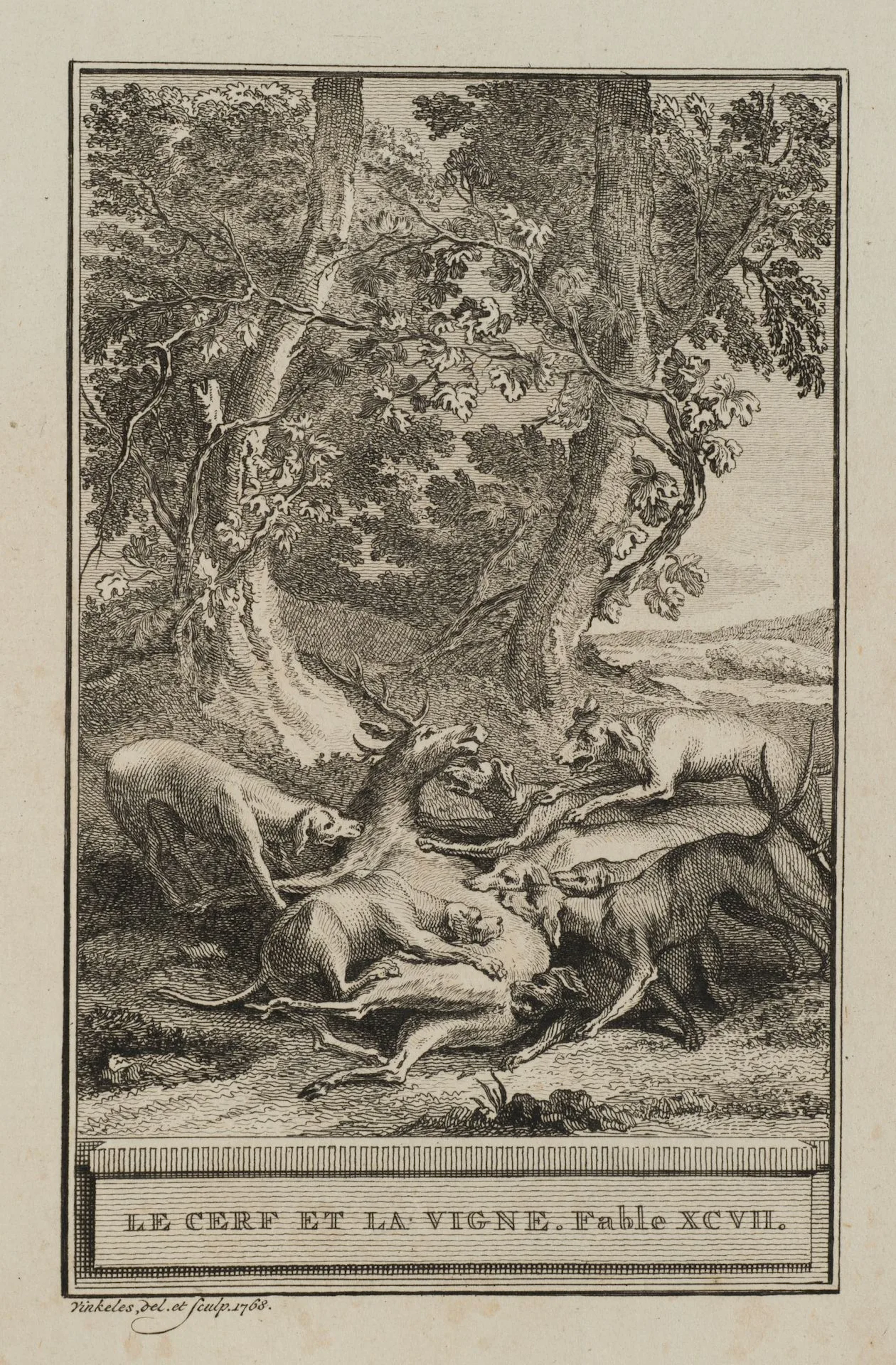 R. VINKELES (1741–1816), *The Stag and the Vine*, 1768, etching Reinier