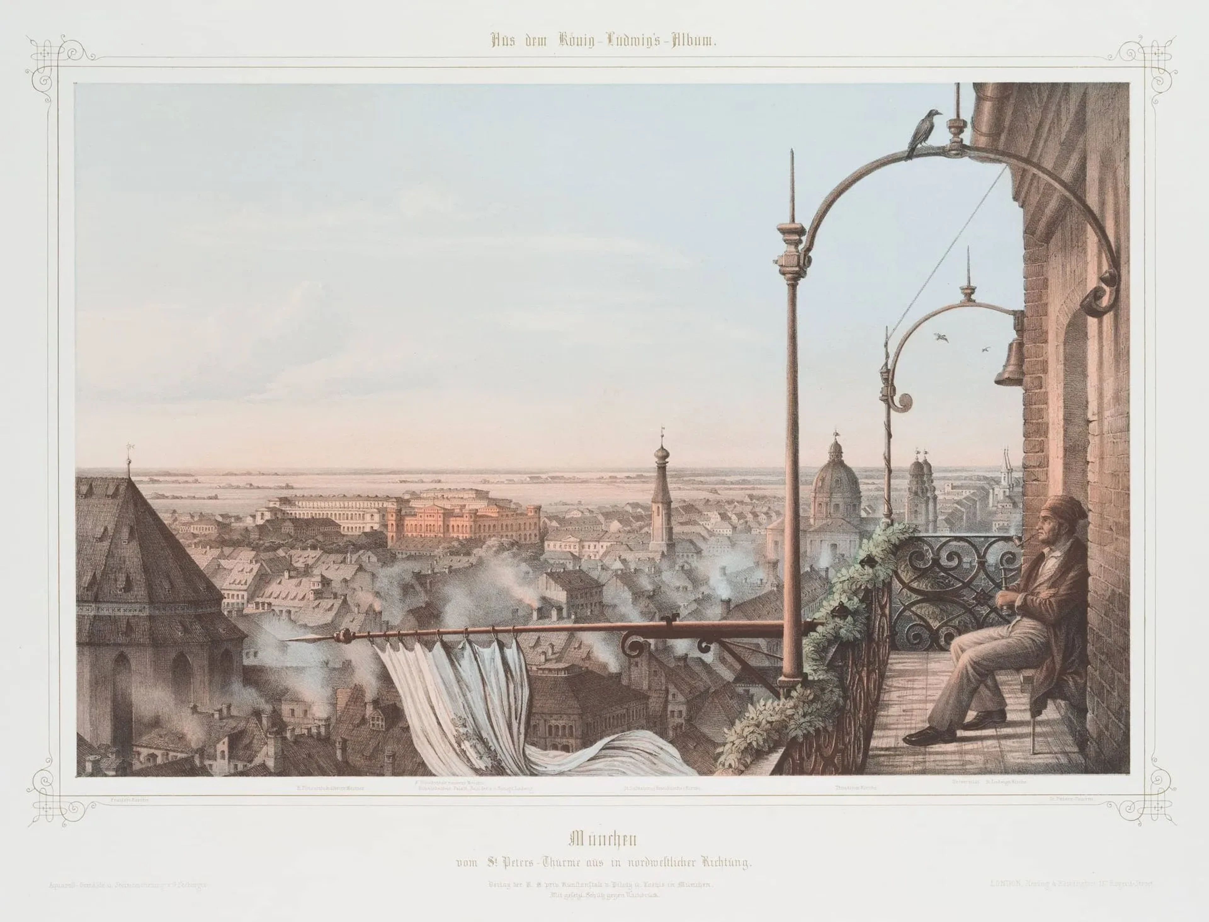G. SEEBERGER (*1812), Munich, viewed from St. Peter’s Tower, around