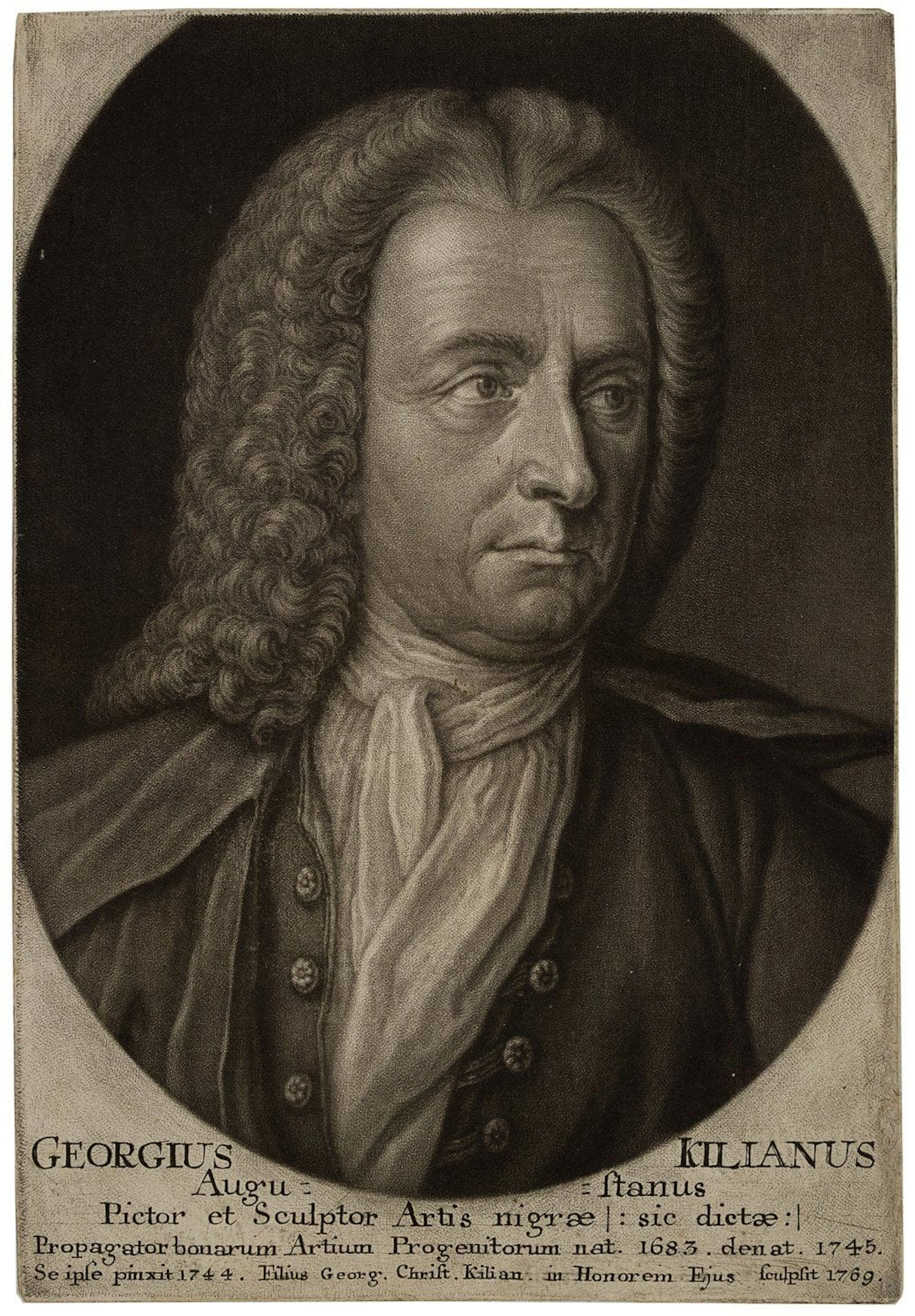 G. KILIAN (*1709) after KILIAN (*1683), self-portrait, Mezzotint Georg
