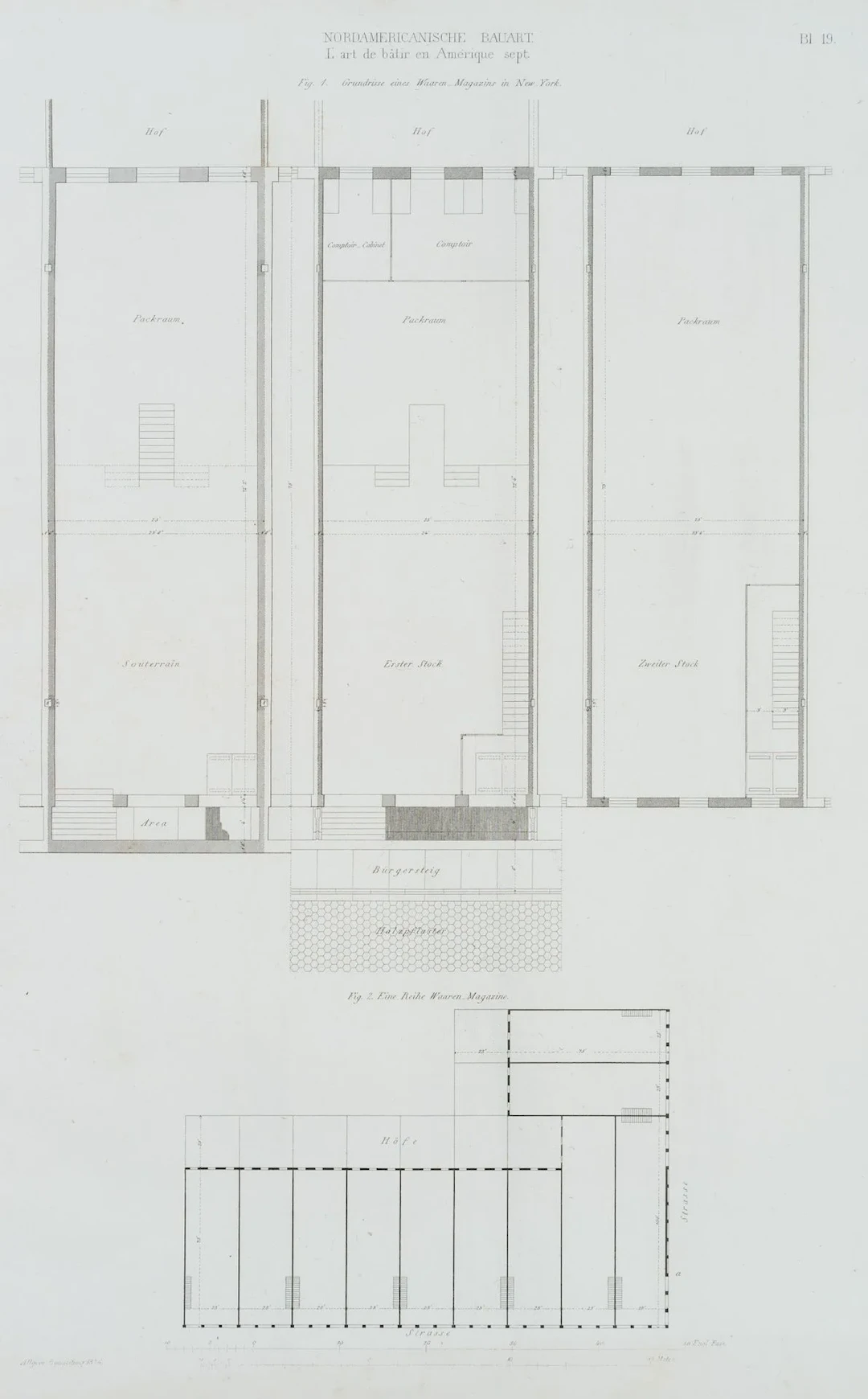 Unknown (19th), Floor plans of a warehouse, NY, 1846, Lithography