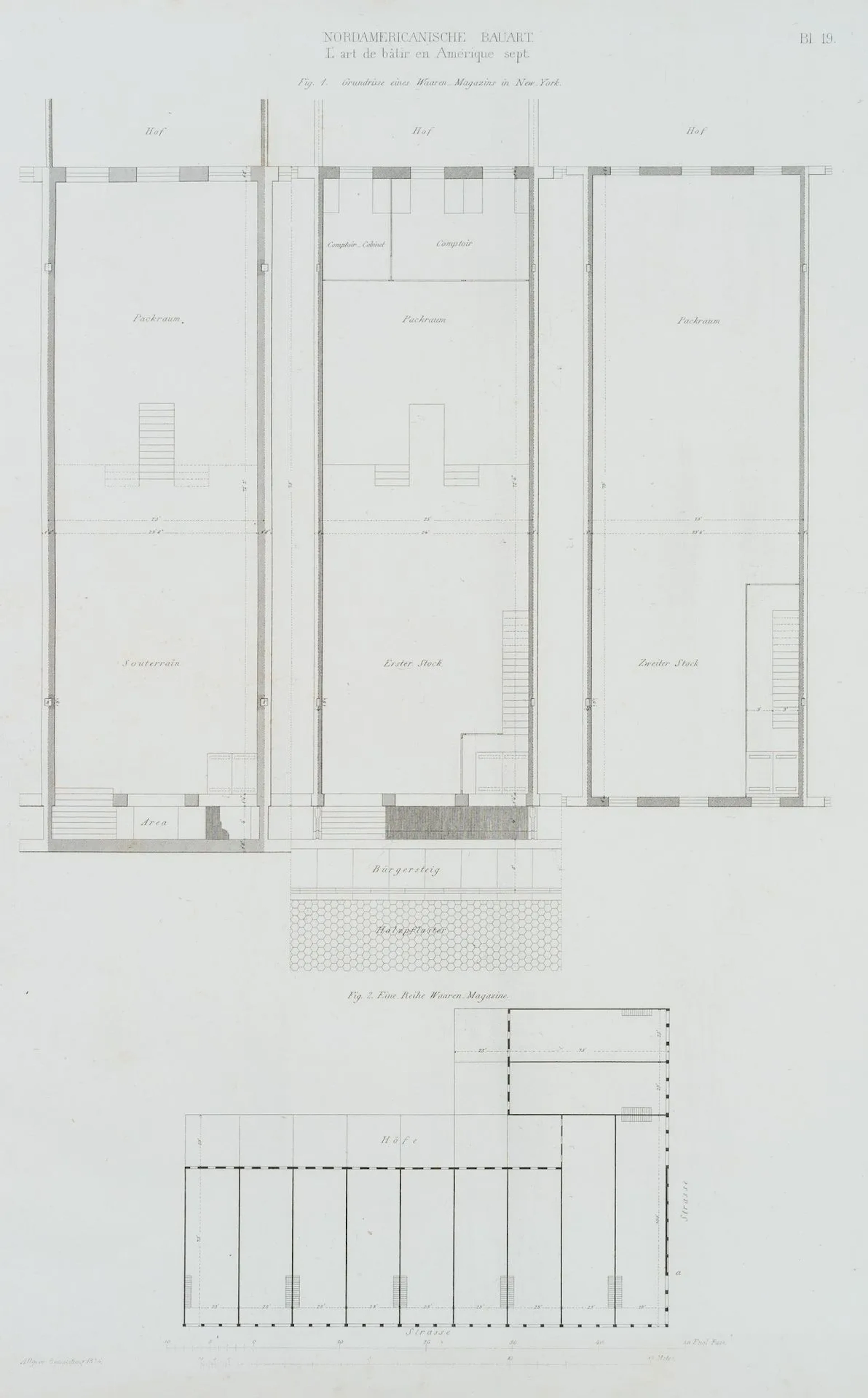 Unknown (19th), Floor plans of a warehouse, NY, 1846, Lithography