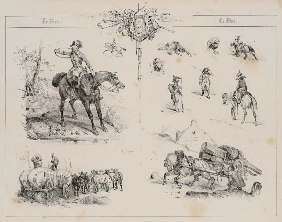 V. ADAM (1801–1866), Military scenes. Soldiers, Lithography Victor-Jean