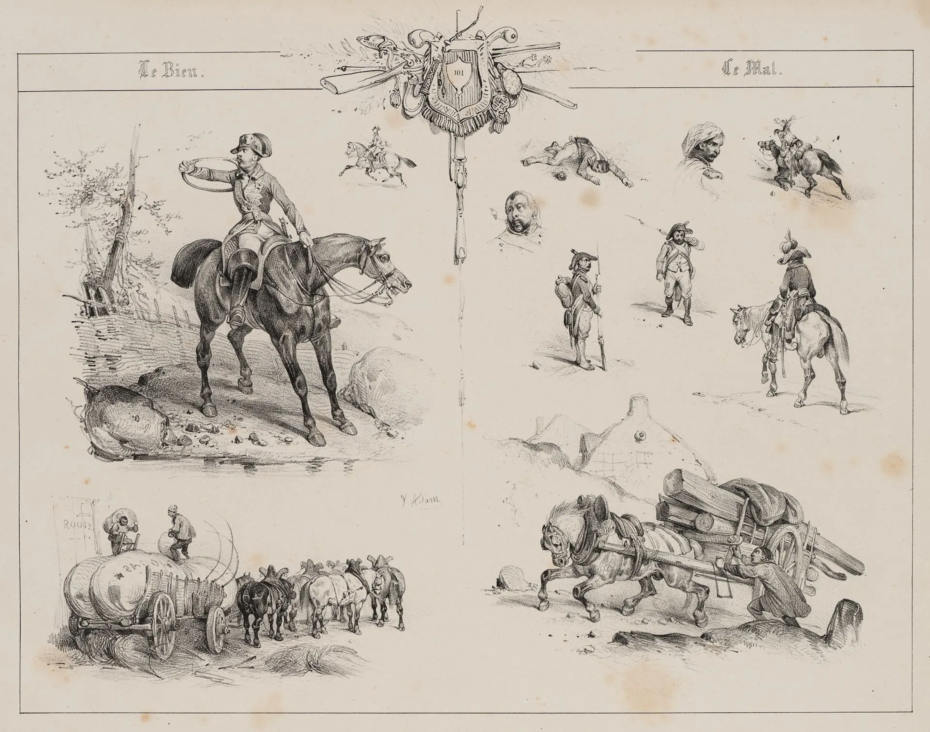 V. ADAM (1801–1866), Military scenes. Soldiers, Lithography Victor-Jean