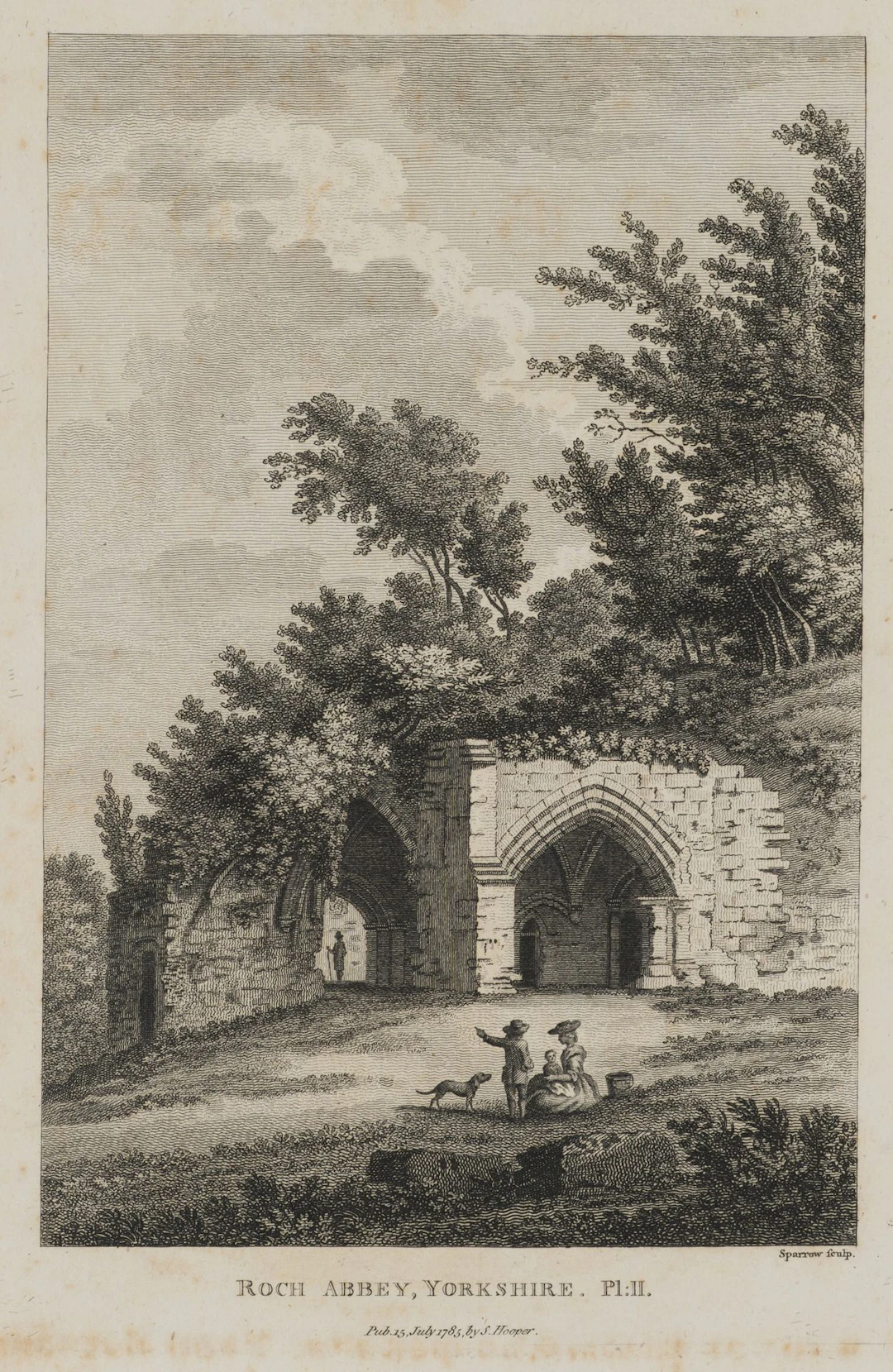 SPARROW (18th), Roch Abbey, Yorkshire, 1785, Etching Sparrow (18th