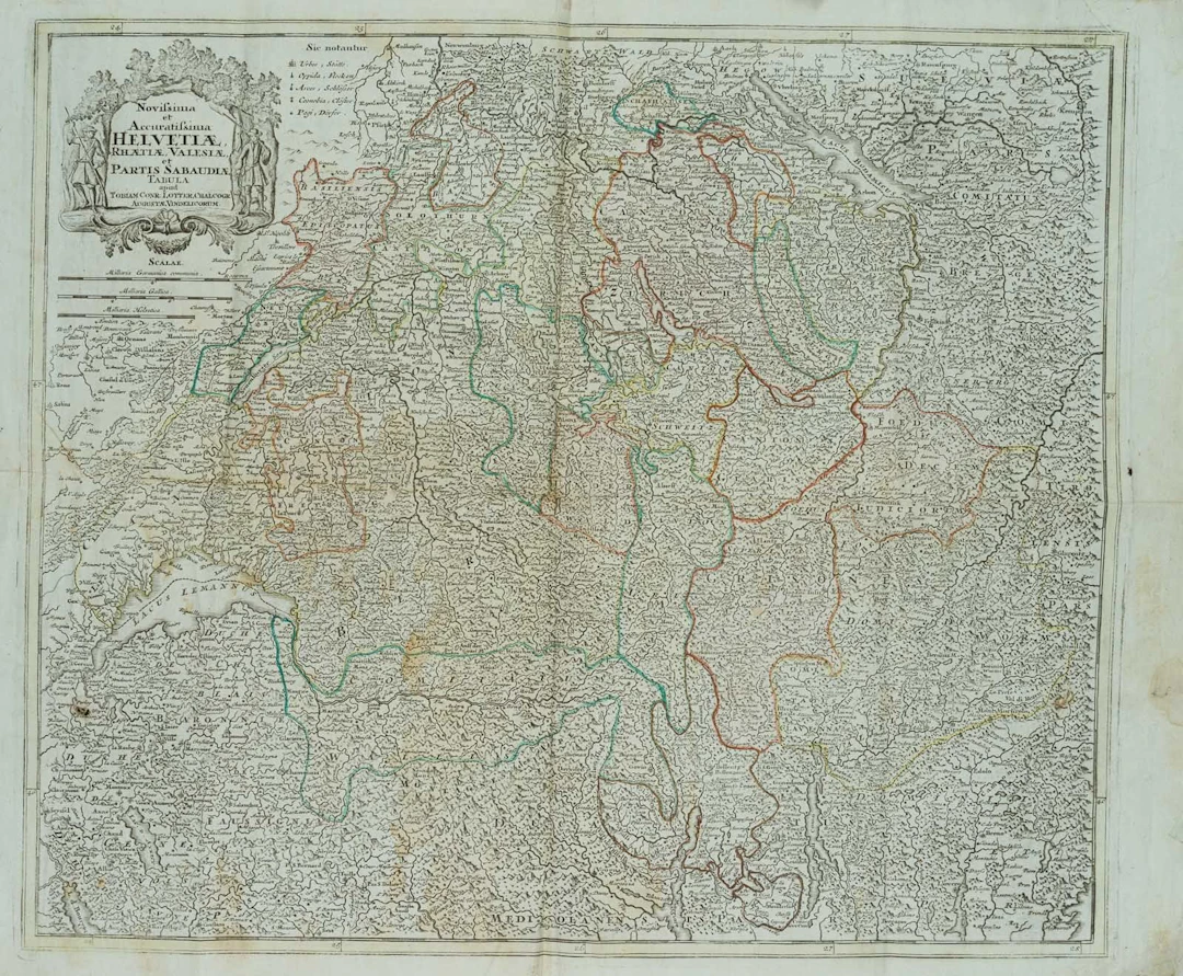 Unknown (19th century), Map of Switzerland. Helvetia, Rhaetia, Valesia