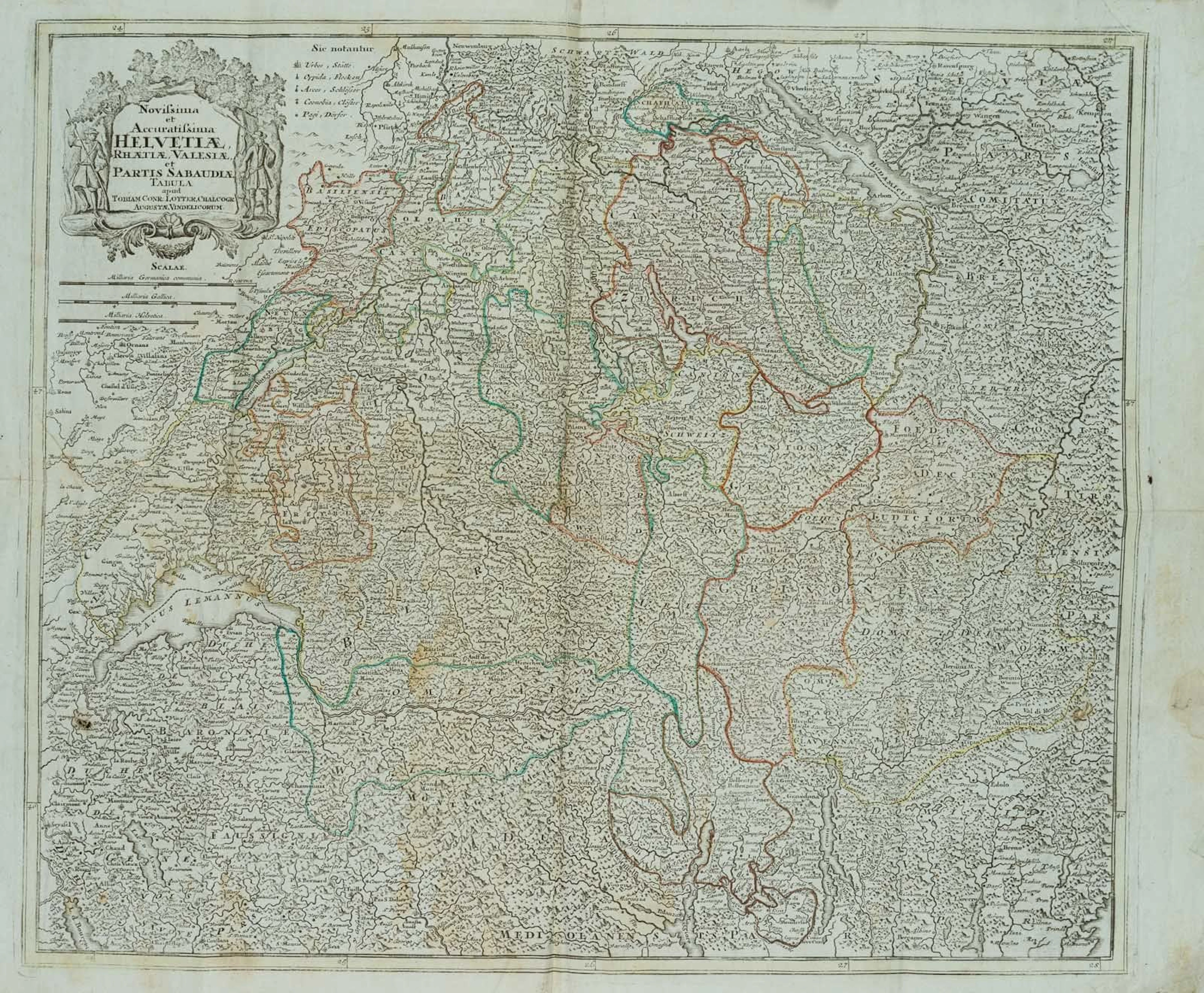 Unknown (19th century), Map of Switzerland. Helvetia, Rhaetia, Valesia
