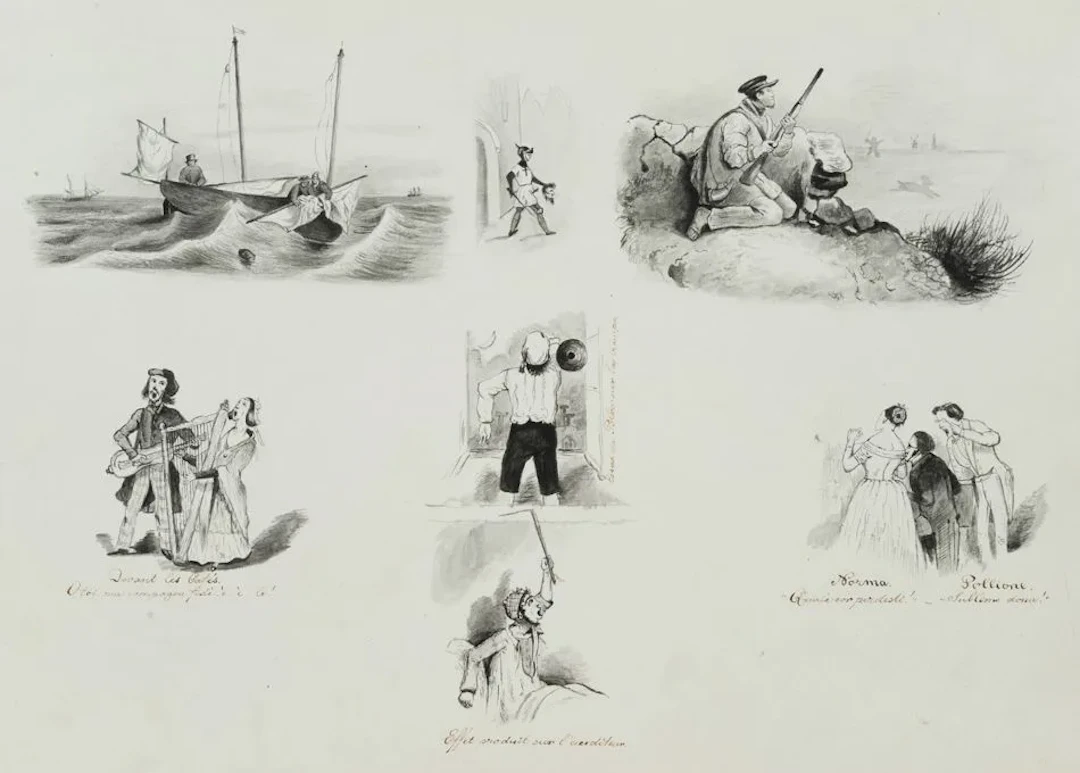 Unknown (19th), Satirical scenes, Watercolor Unknown (19th century):