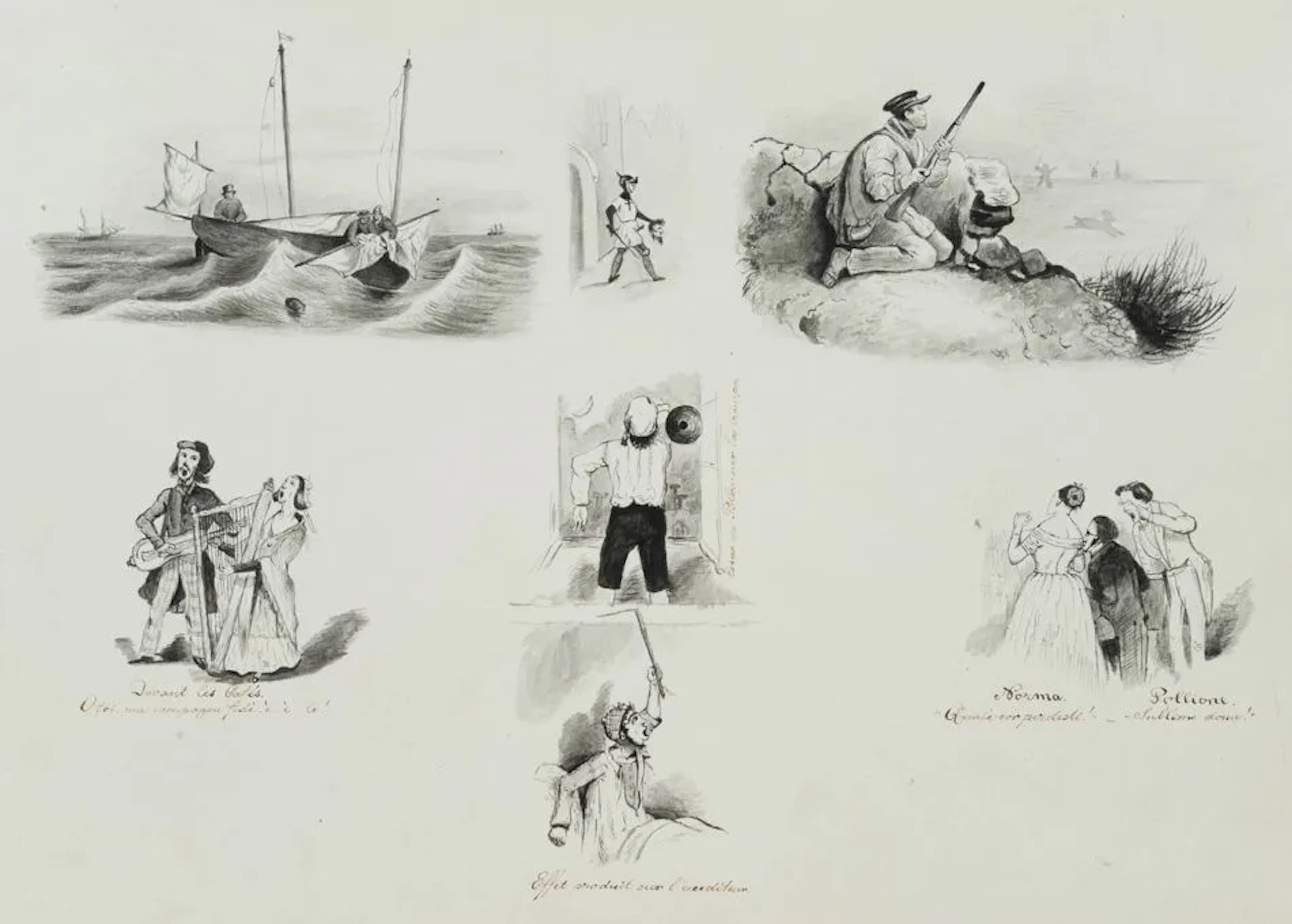 Unknown (19th), Satirical scenes, Watercolor Unknown (19th century):