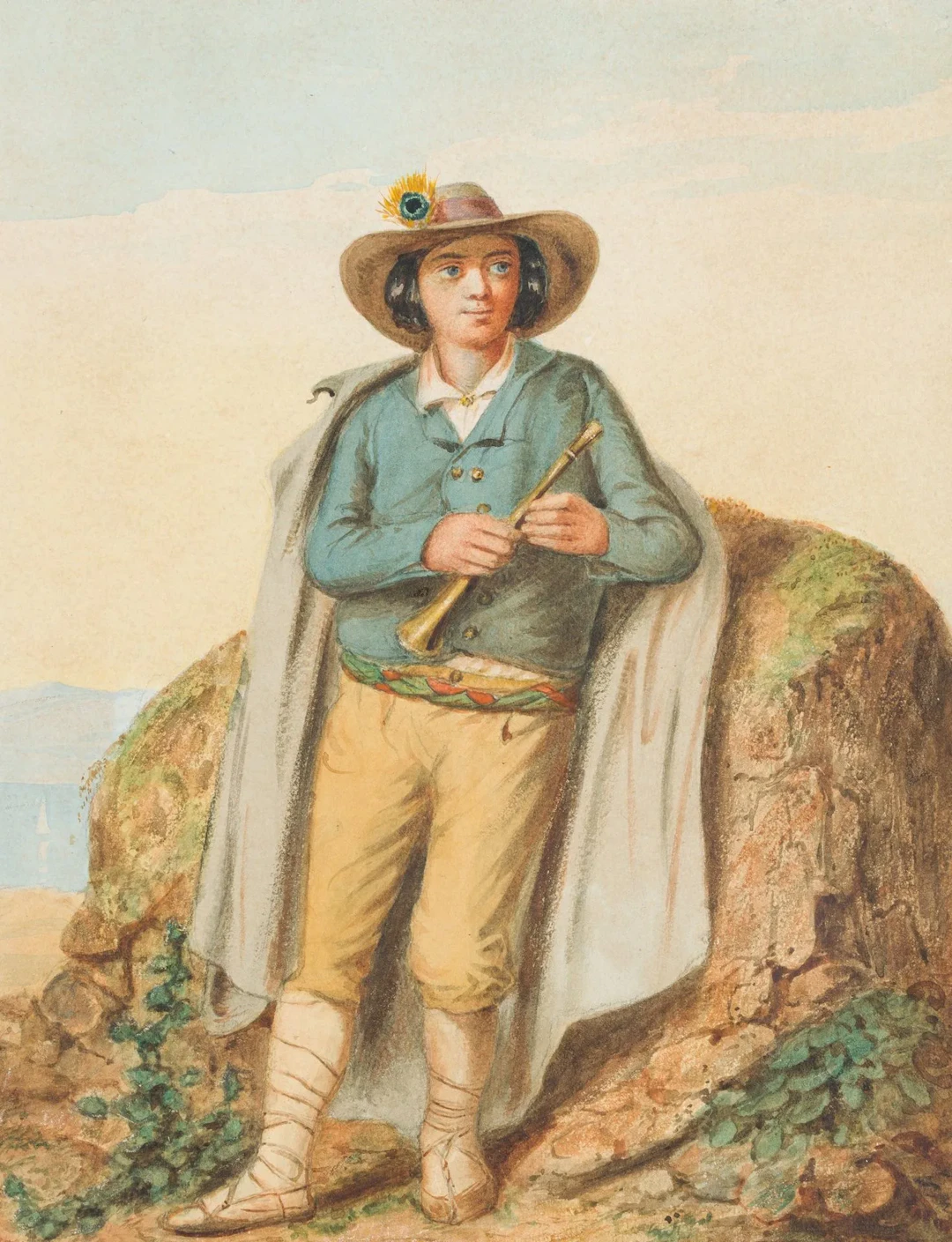 Unknown (19th), Italian Pifferari, 1872, Watercolor Unknown (19th