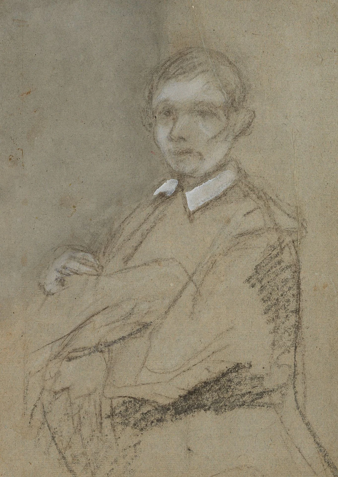 Unknown (19th century), A Young Man Seated, around 1820, Charcoal