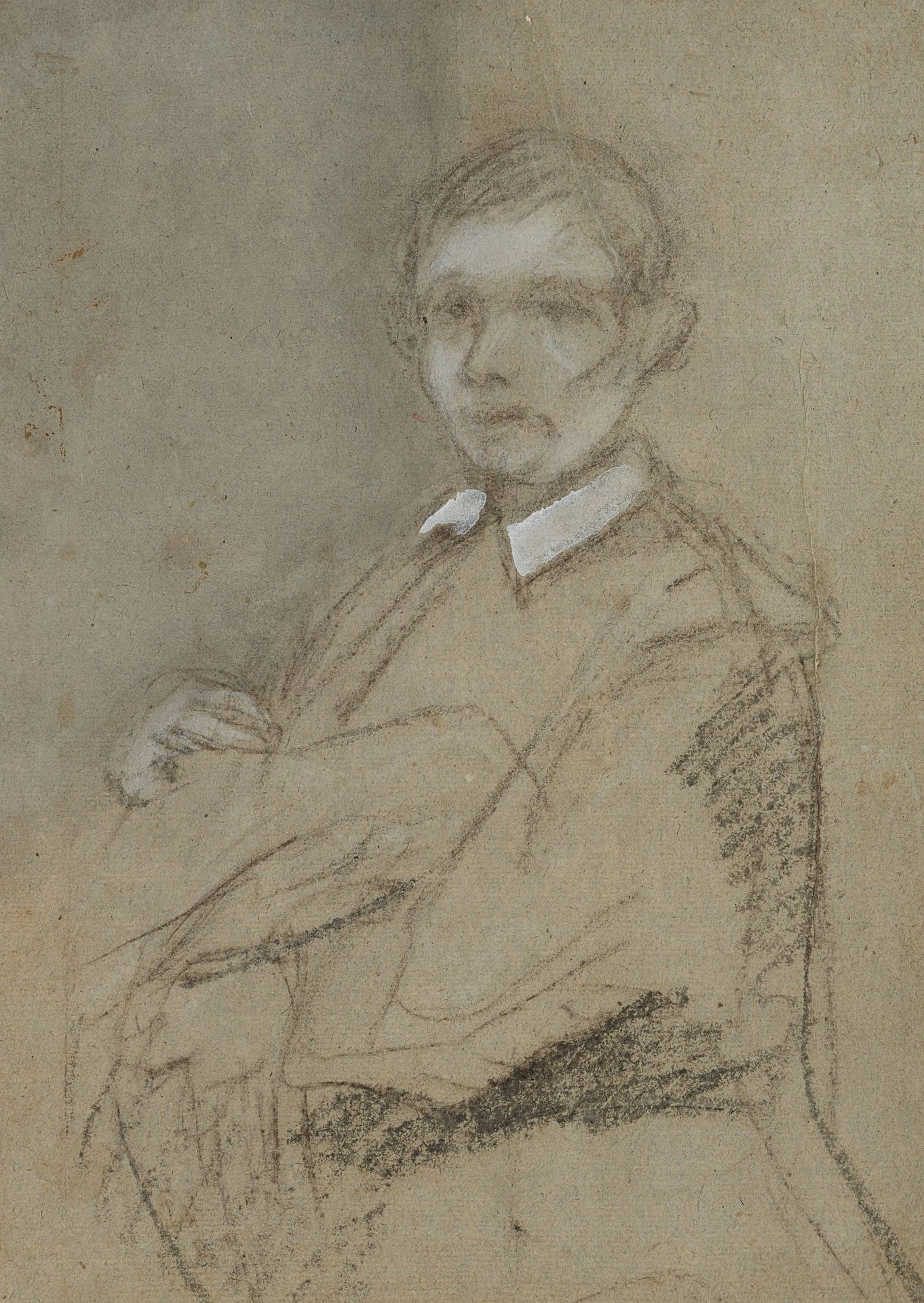 Unknown (19th century), A Young Man Seated, around 1820, Charcoal