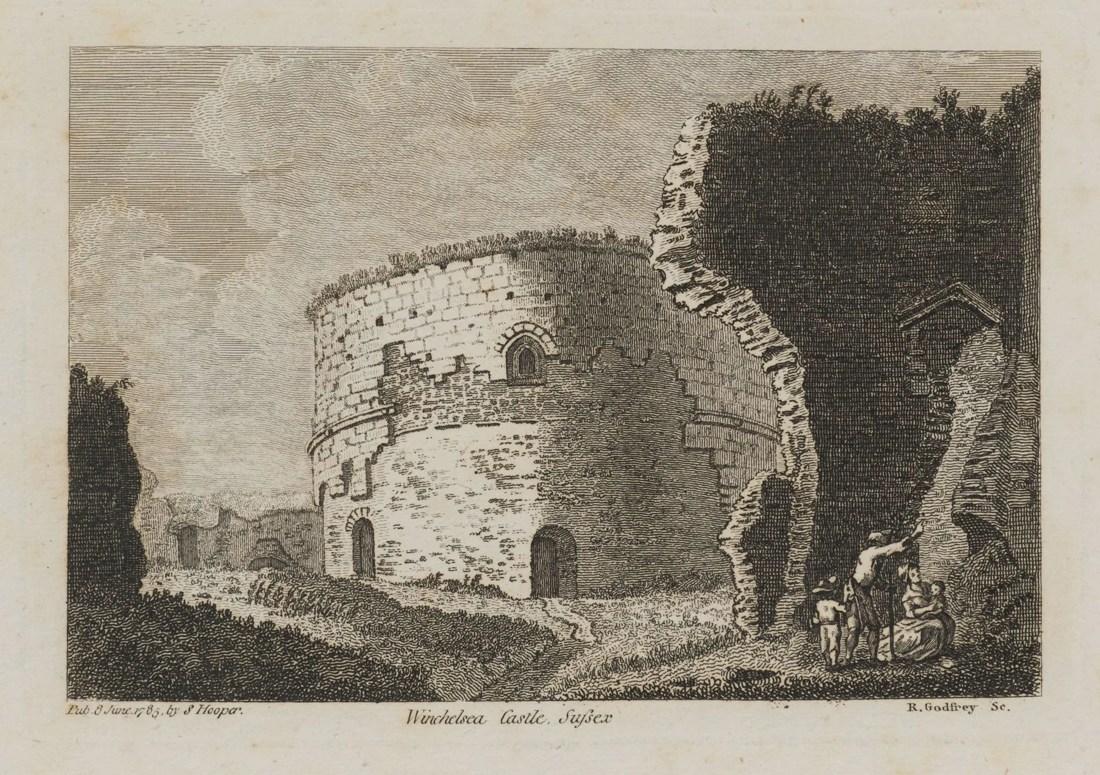 R. GODFREY (*1728), Winchelsea Castle, Sussex, 1785, Etching Richard