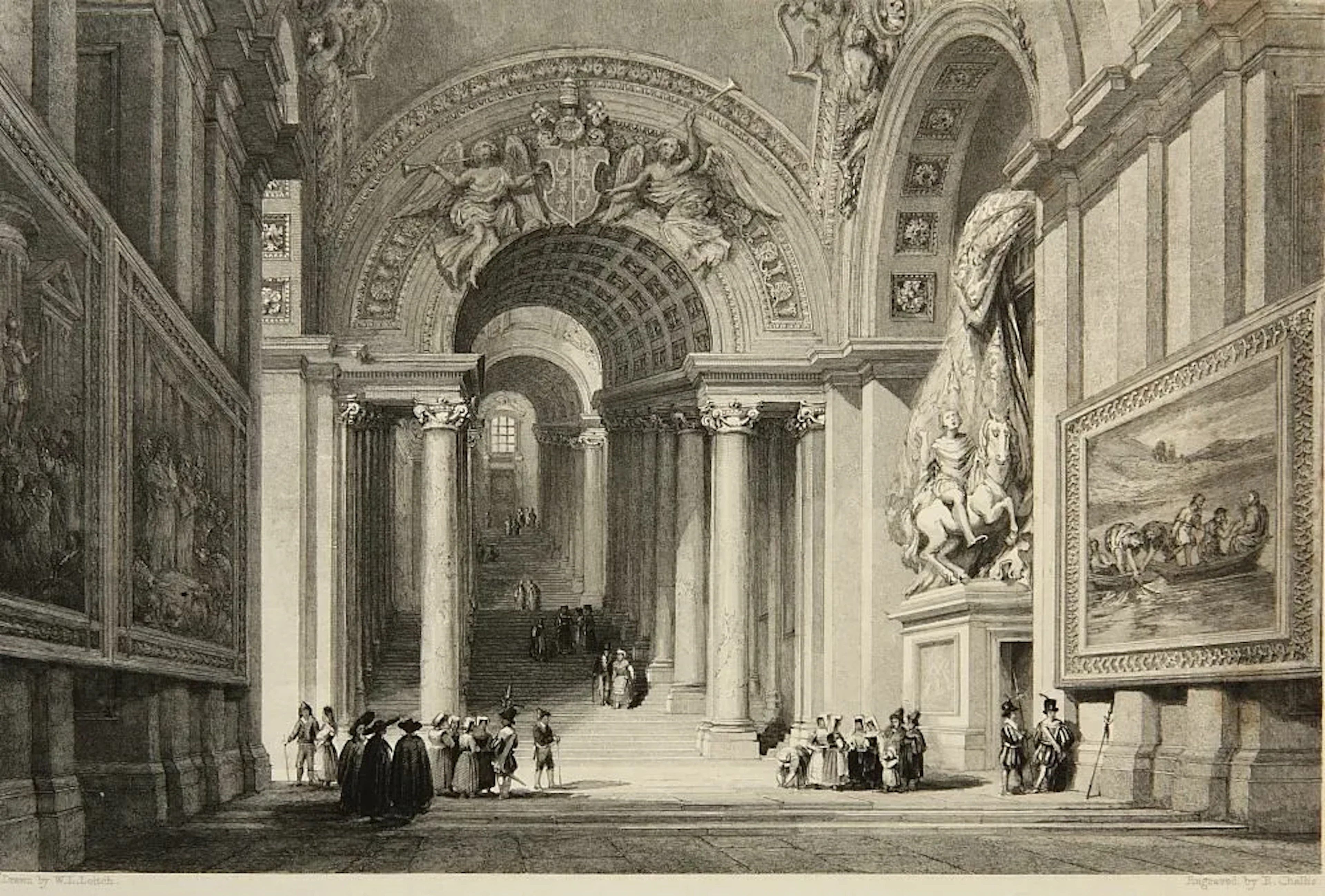 E. CHALLIS (19th century) after LEITCH (*1804), Scala Regia in the
