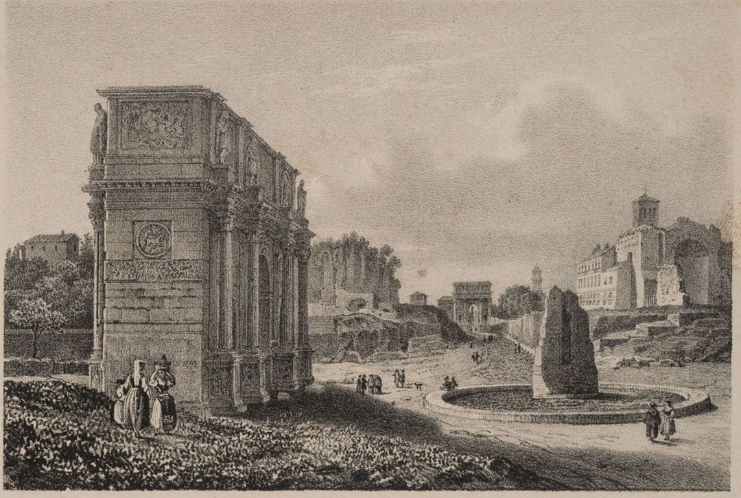 Unknown (19th), View of the Arch of Constantine in Rome, Lithography