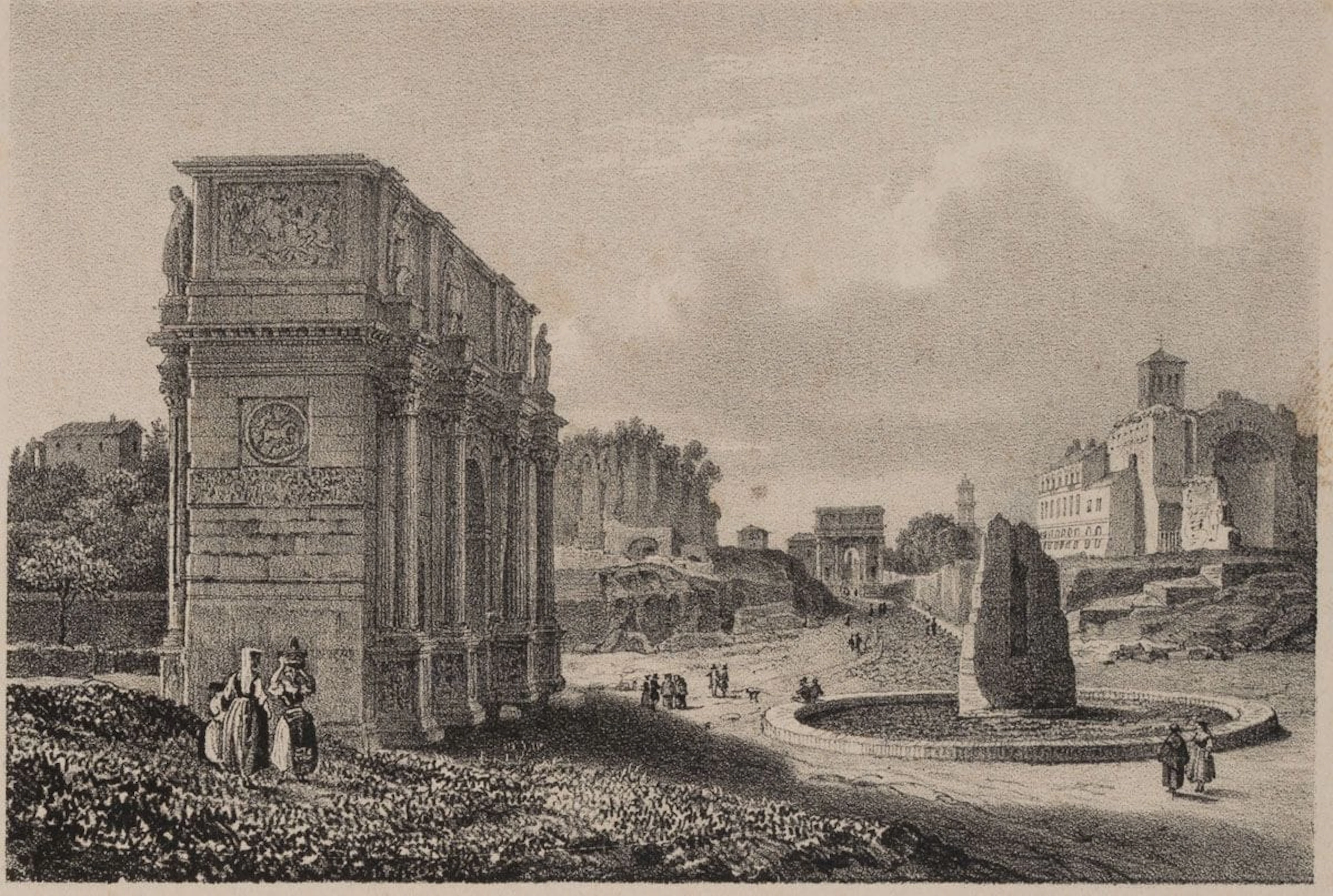 Unknown (19th), View of the Arch of Constantine in Rome, Lithography
