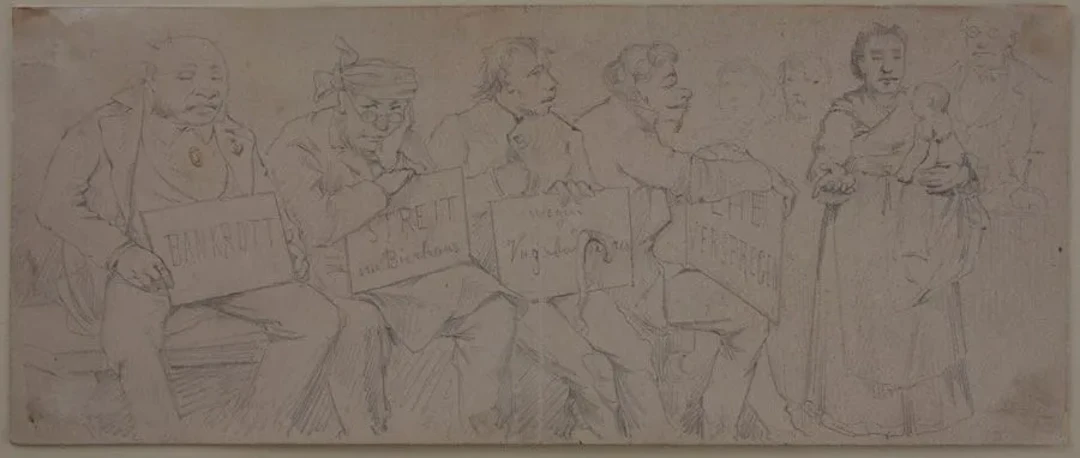 G. SCHMITT (1834-1922) attributed, Before the judge, Pencil Guido