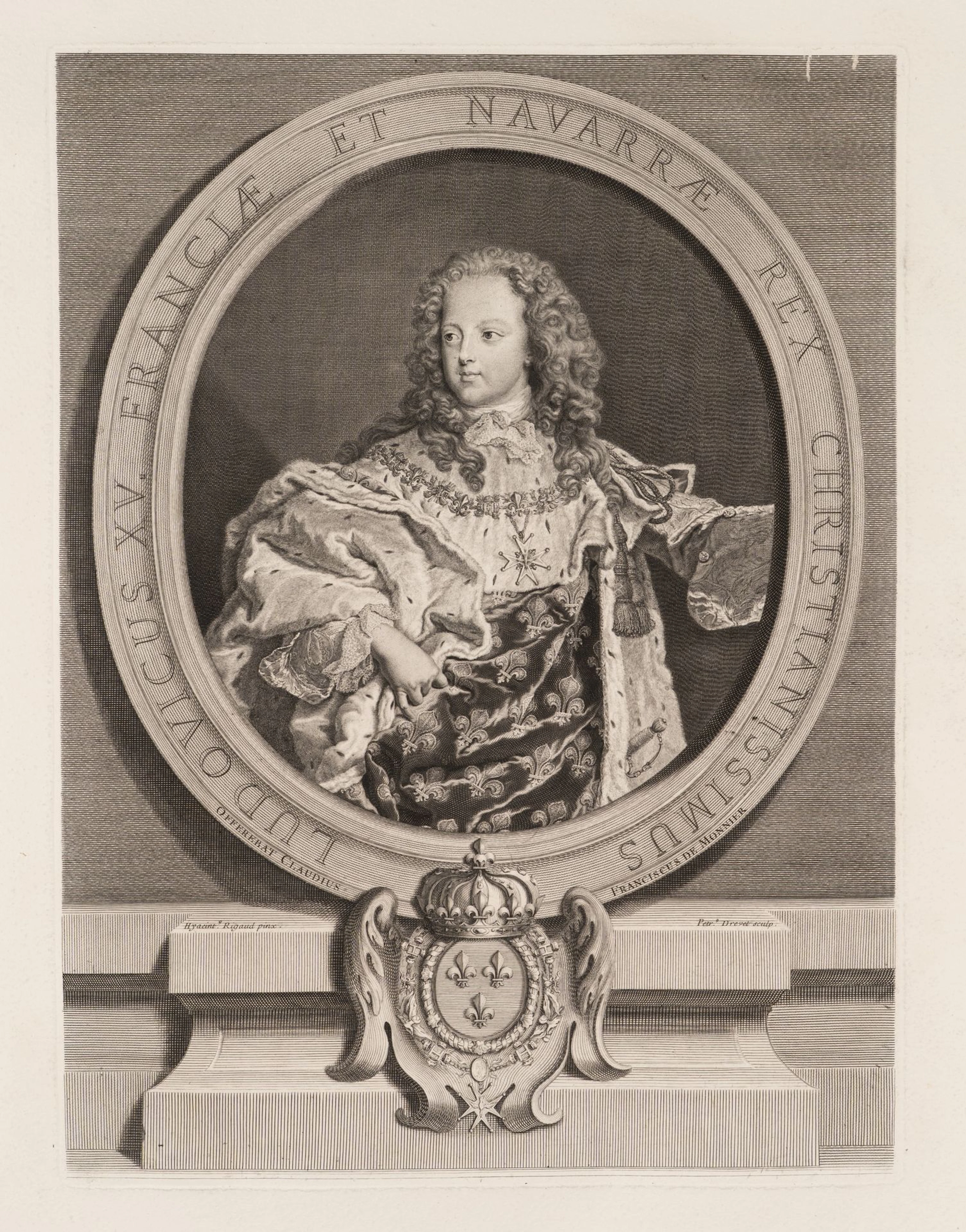 P. DREVET (*1663) after RIGAUD (*1659), Portrait of Louis XV, Etching