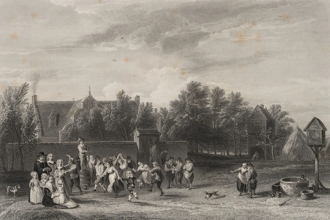 J. OUTHWAITE (*1836) after TENIERS (*1610), *The Village Dance*, circa