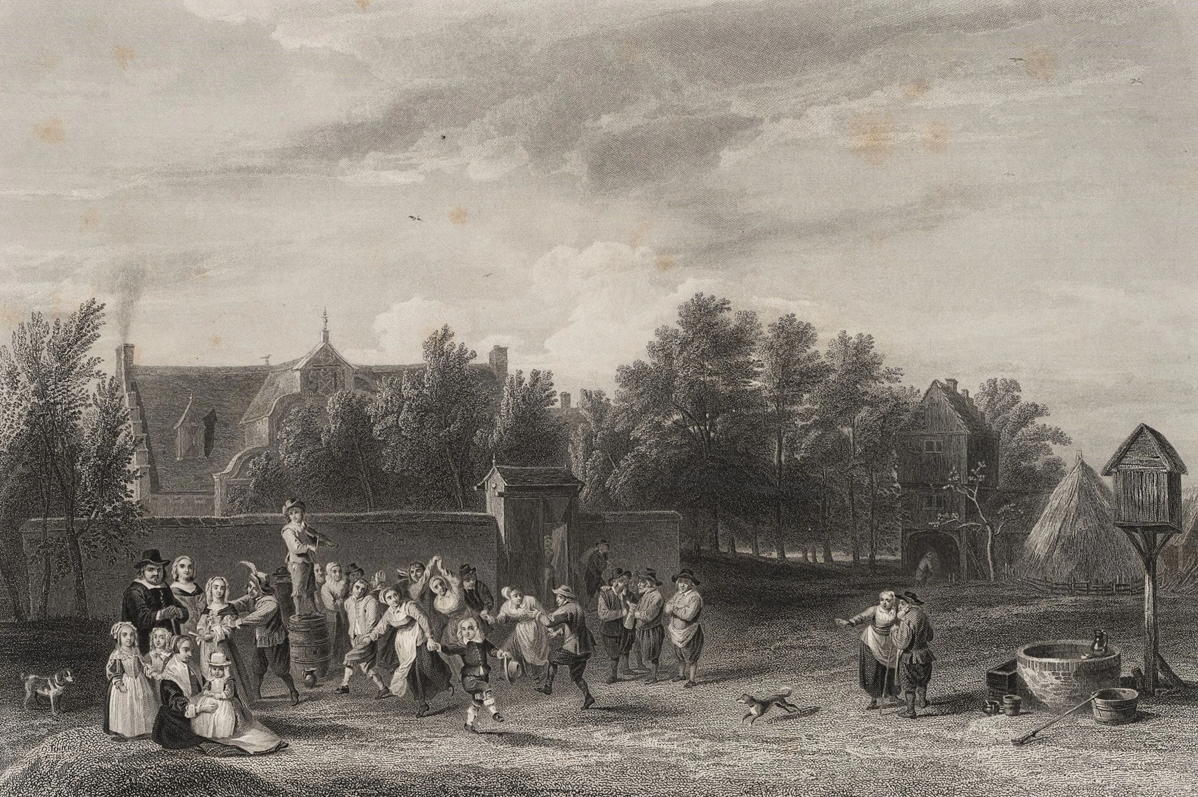 J. OUTHWAITE (*1836) after TENIERS (*1610), *The Village Dance*, circa