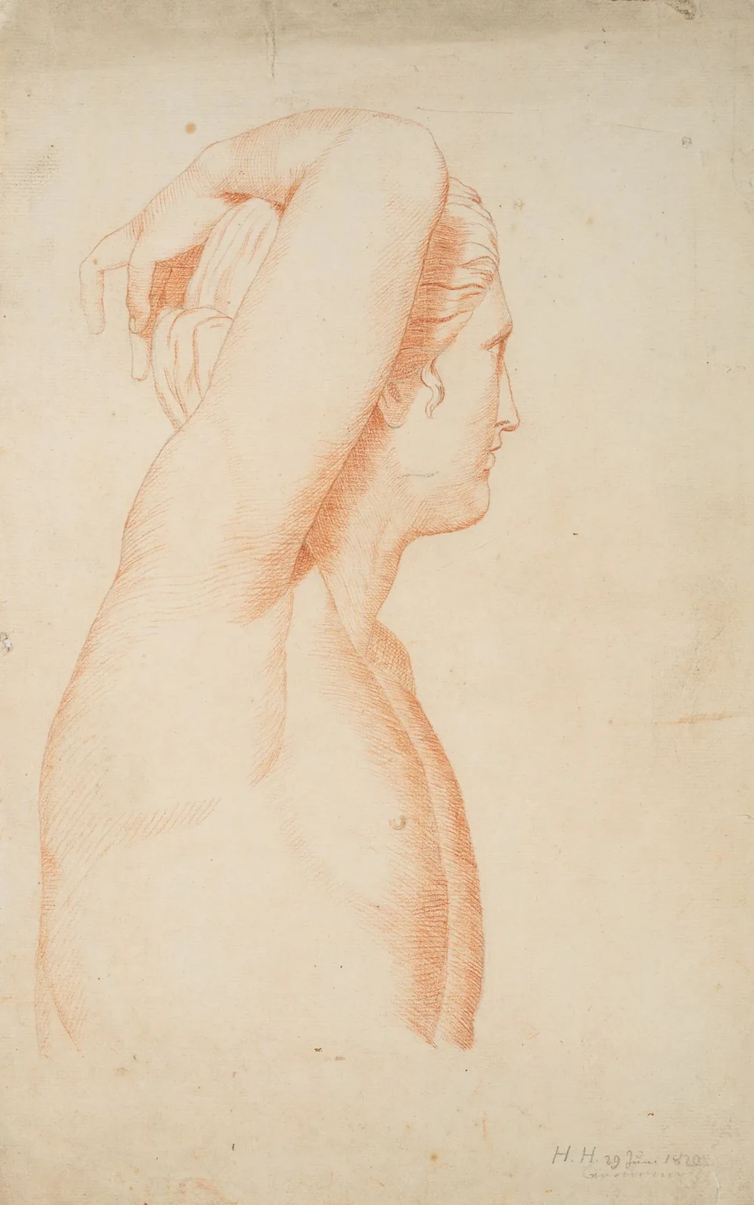 Unknown (19th century), Nude figure with arms crossed above the head