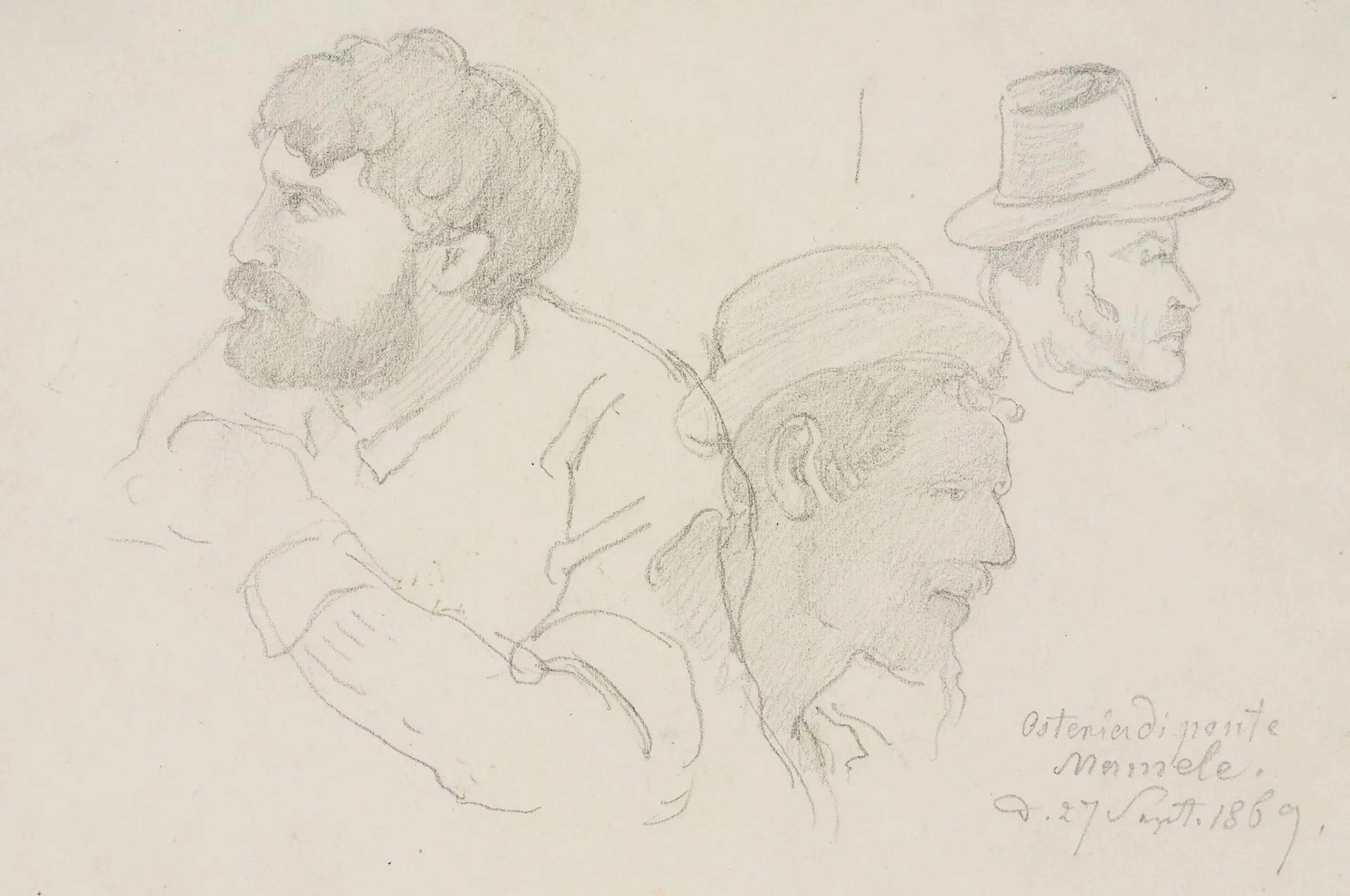 A. VENUS (1842–1871), Italian Portrait Studies, 1869, Pencil Albert