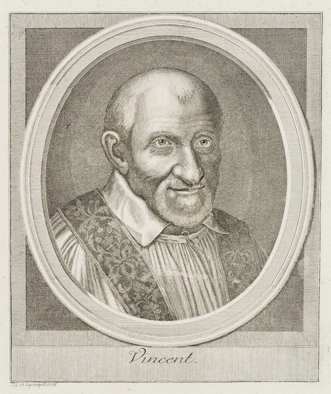 J. LIPS (1758-1817), Portrait of St Vincent de Paul, 1776, Etching