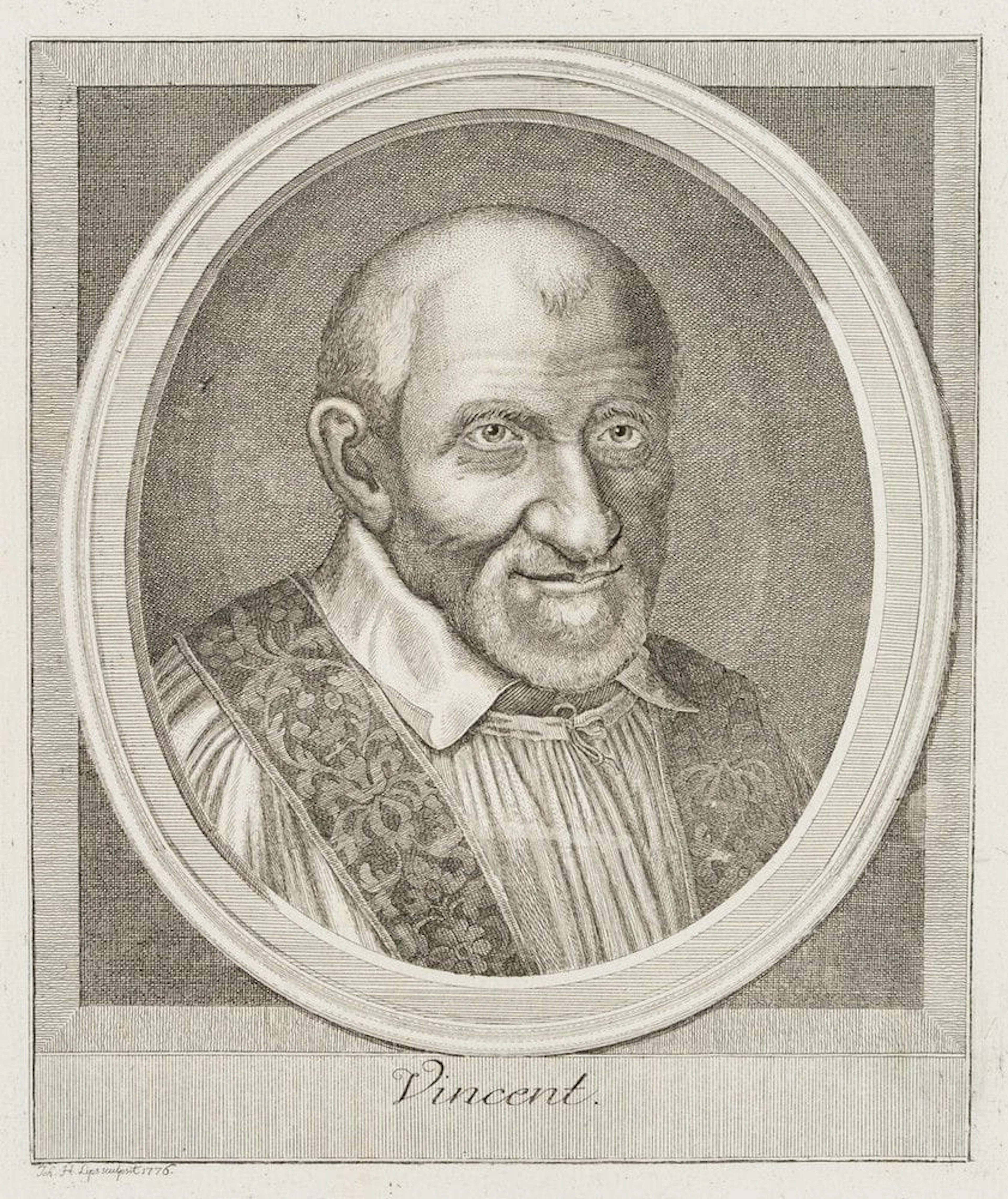 J. LIPS (1758-1817), Portrait of St Vincent de Paul, 1776, Etching