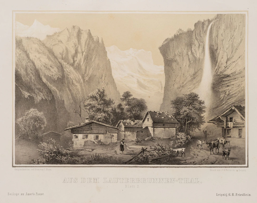 C. HEYN (1834–1906), Lauterbrunnen Valley at the Staubbach Falls
