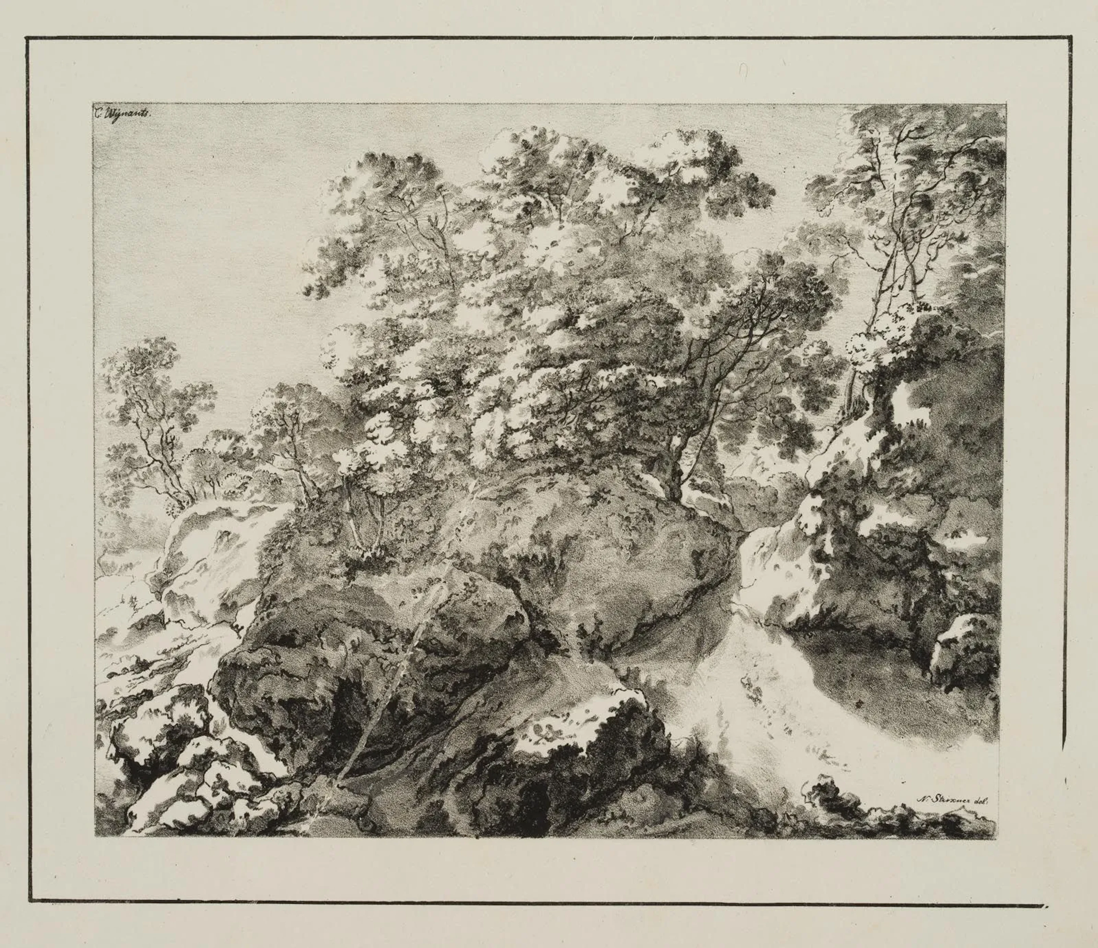 J. STRIXNER (*1782) after WYNANTS (17th century), Rocky Landscape