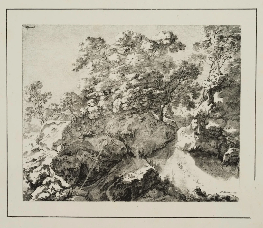 J. STRIXNER (*1782) after WYNANTS (17th century), Rocky Landscape