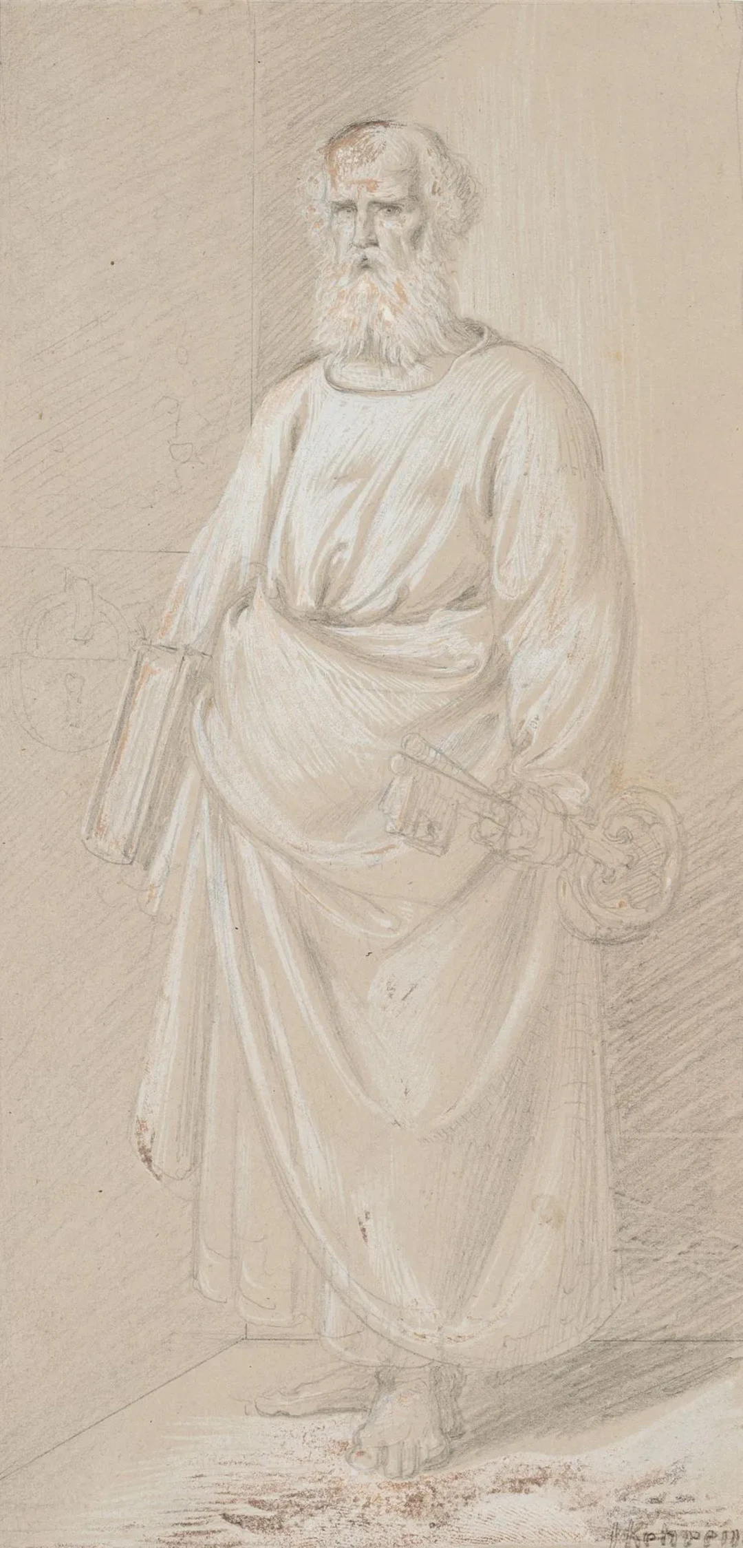 J. KEHREN (1817-1880), St Peter with the keys, around 1840, Pencil