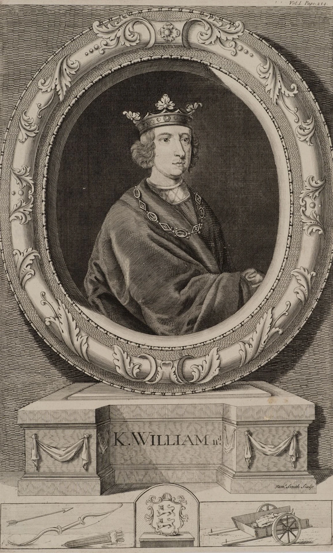 J. SMITH (1733–1759), King William II in the Oval, circa 1733, etching