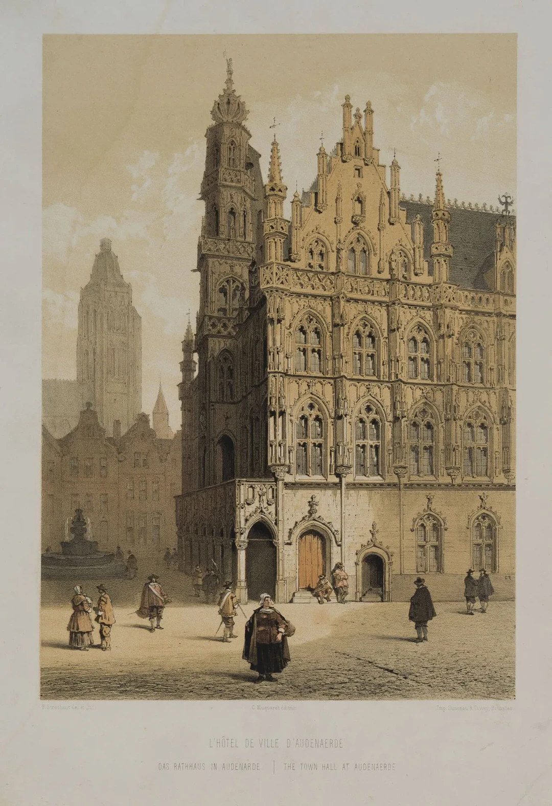 F. STROOBANT (*1819), Town Hall in Audenarde, Audenaerde, circa 1860