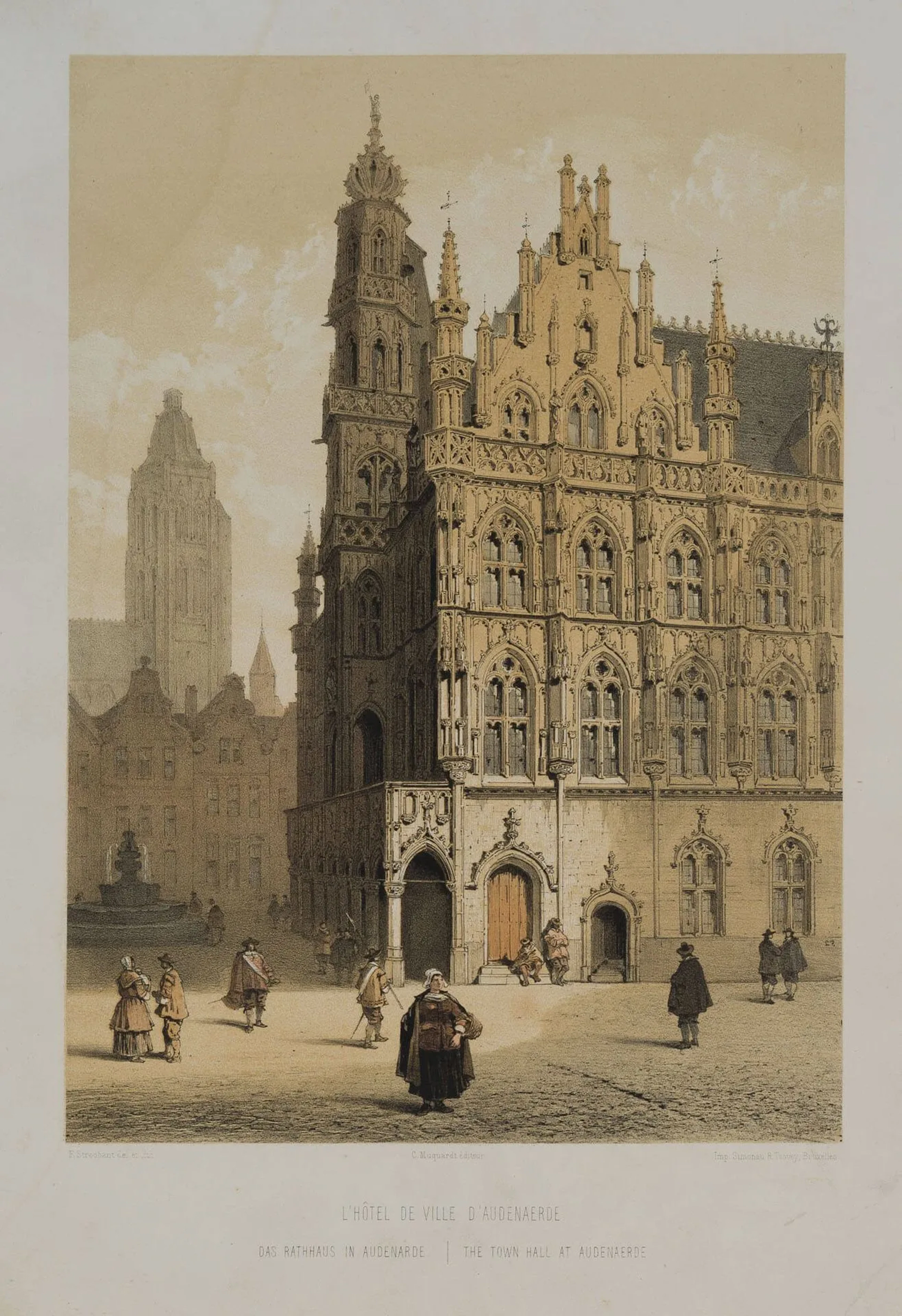 F. STROOBANT (*1819), Town Hall in Audenarde, Audenaerde, circa 1860