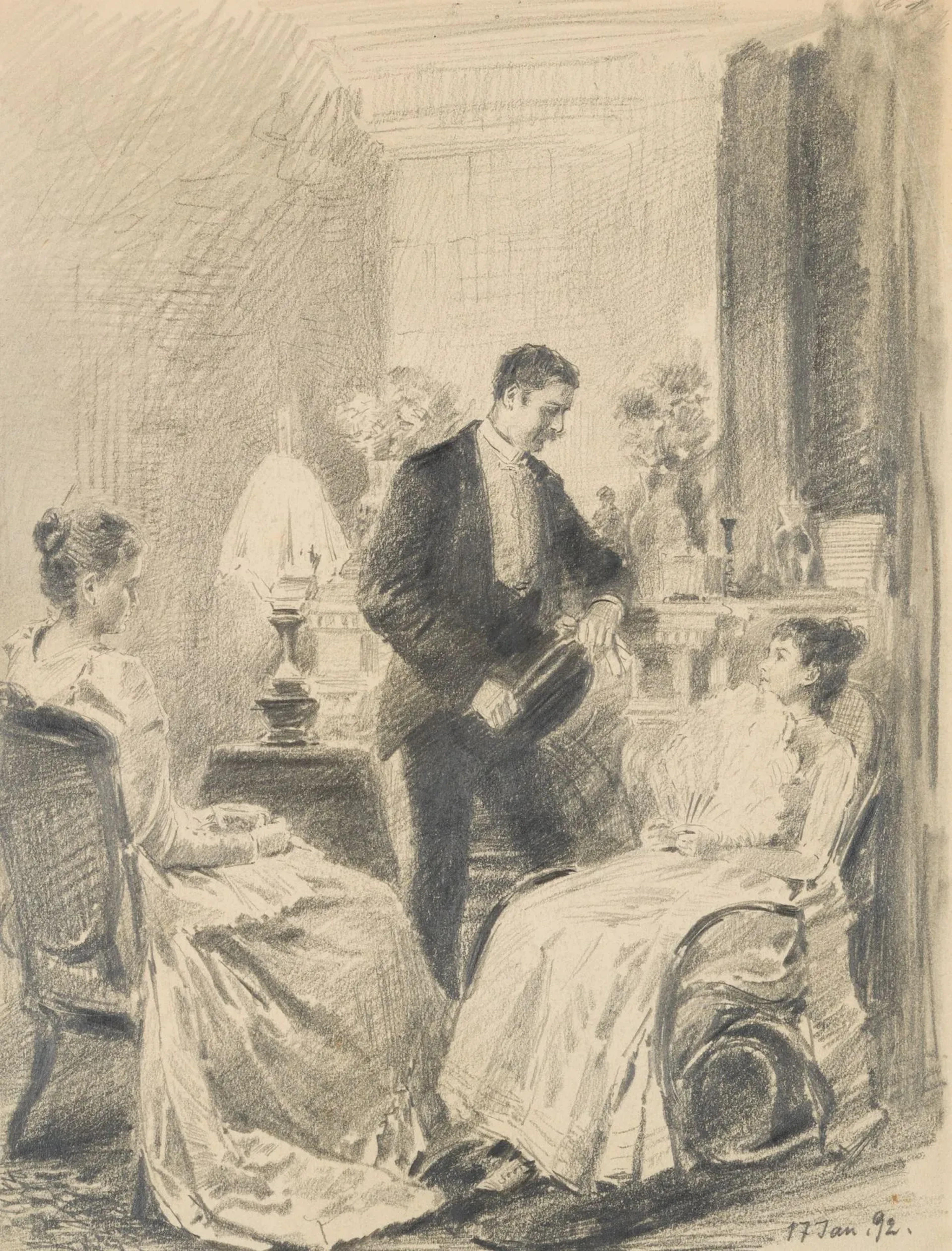 W. CLAUDIUS (1854–1942), Ladies and Gentlemen in Evening Dress, 1892