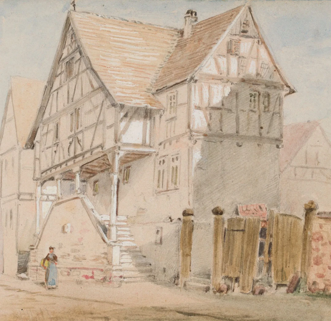 E. PEIPERS (1805-1885), Half-timbered house in Bad Vilbel, around