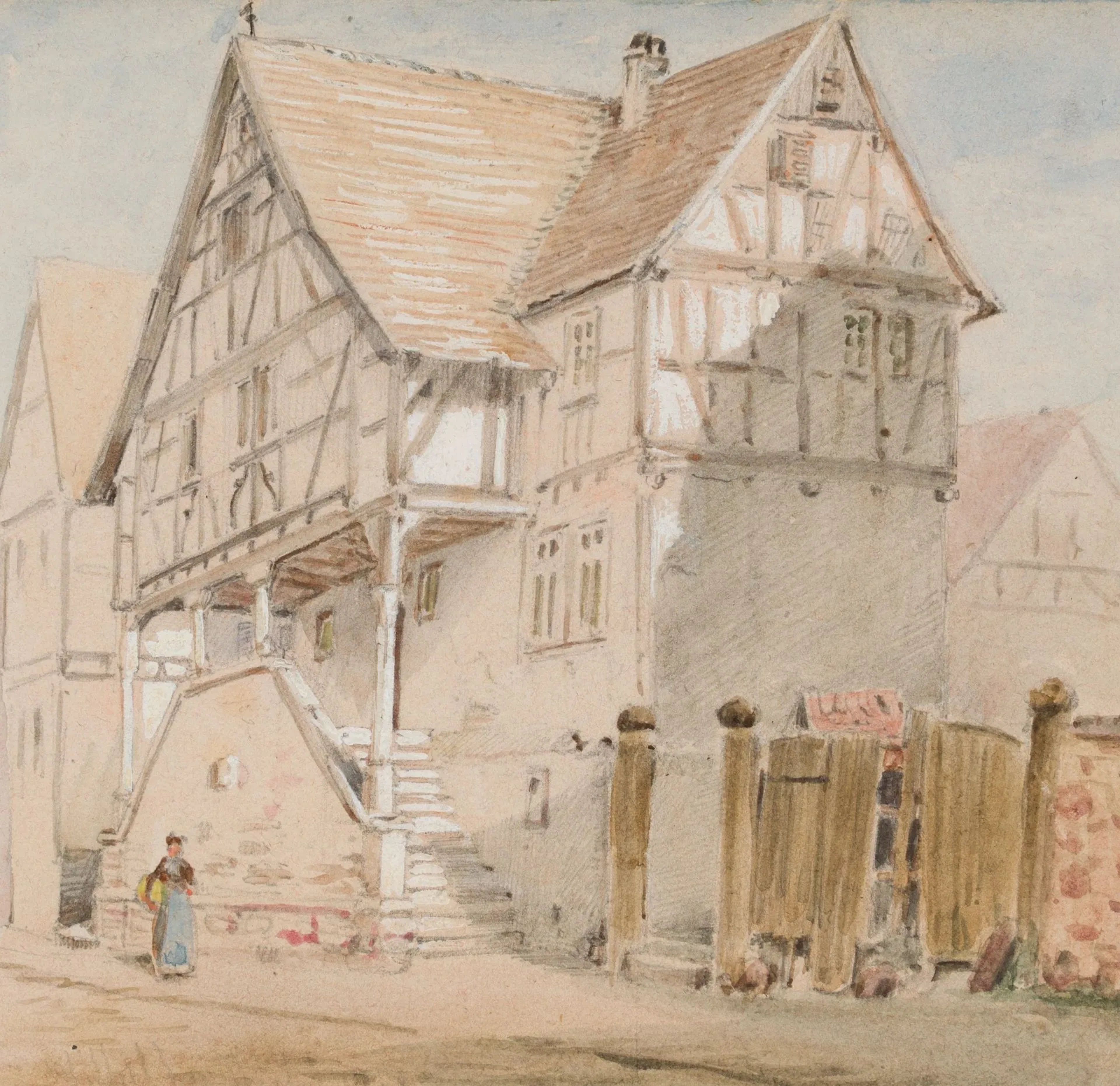 E. PEIPERS (1805-1885), Half-timbered house in Bad Vilbel, around
