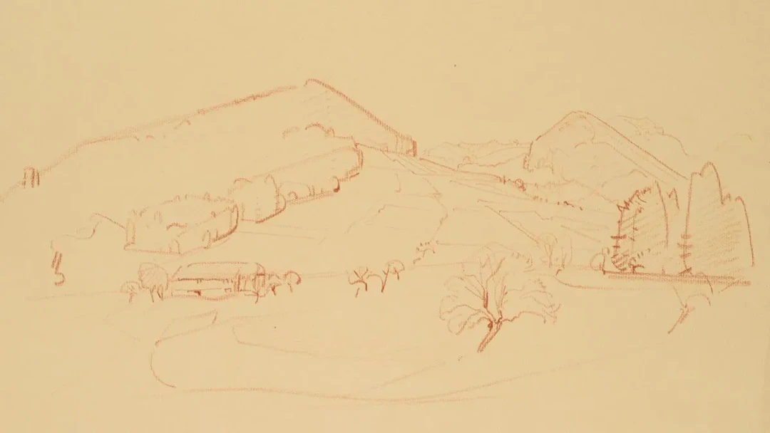 H. WAGNER (1885-1949), A farmstead in a landscape, Chalk Hans Wagner