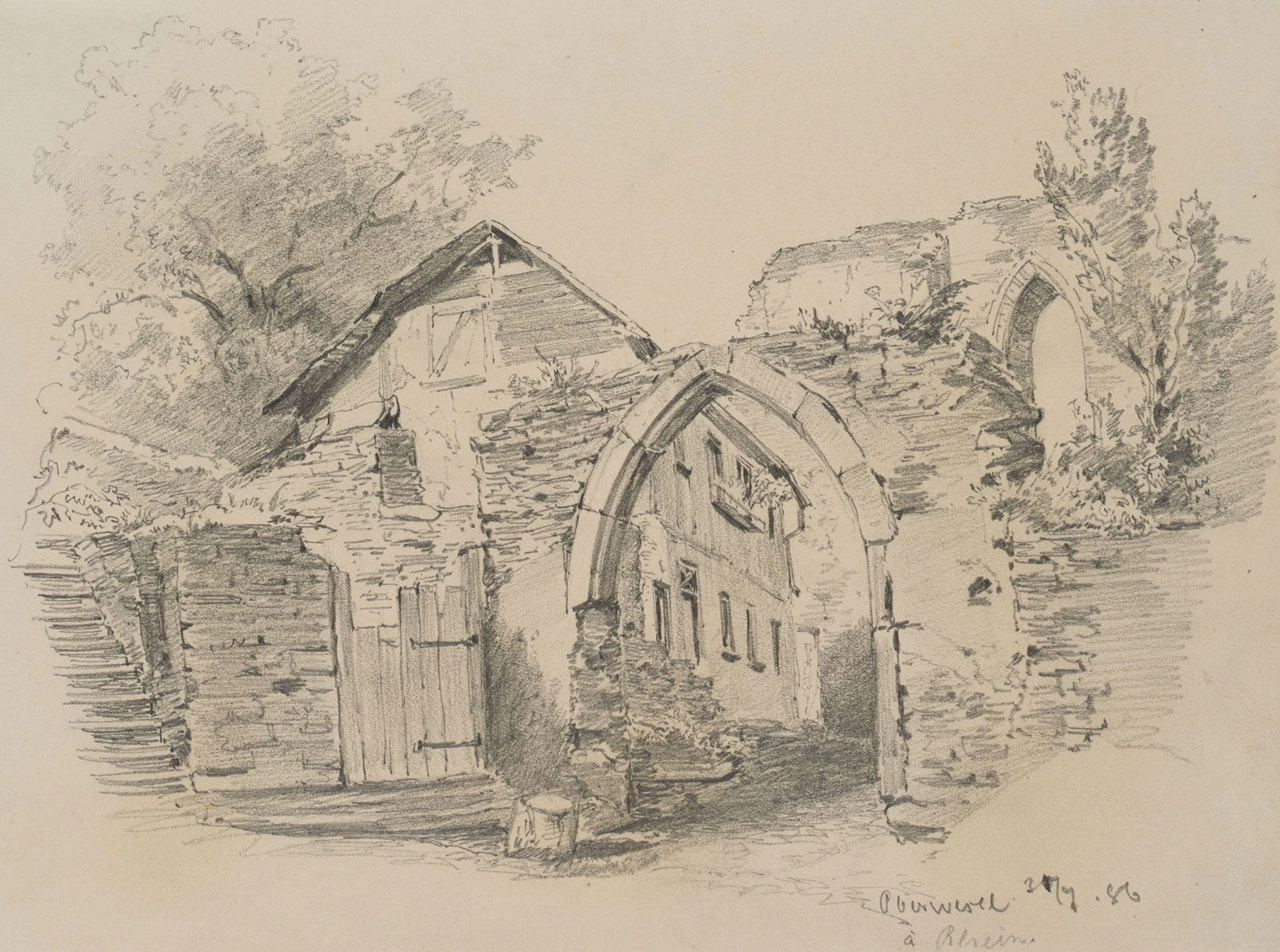 Unknown (19th), Oberwesel on the Rhine, 1886, Pencil Unknown (19th