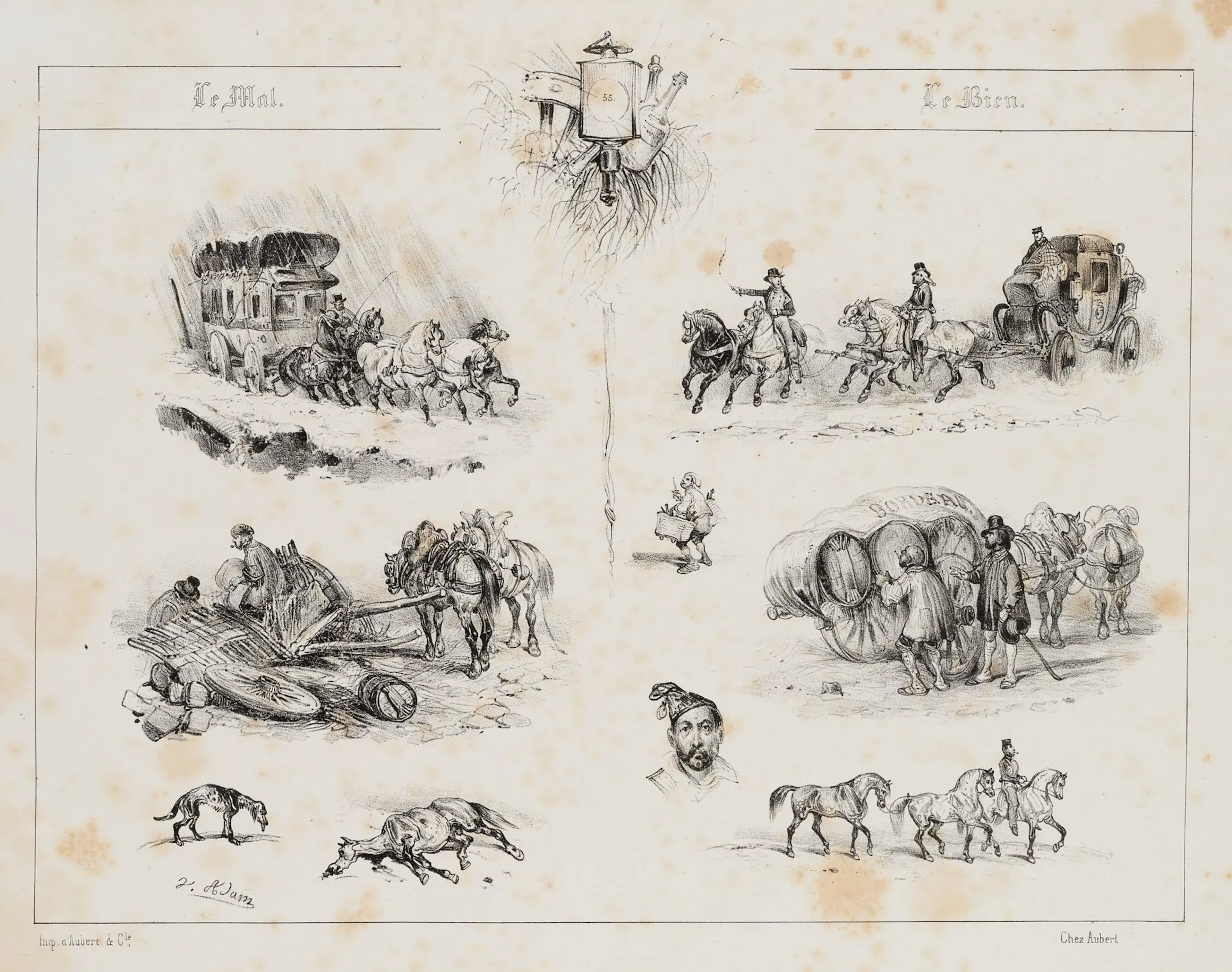 V. ADAM (1801–1866), Scenes featuring horses, Lithography Victor-Jean