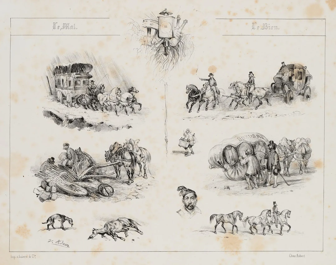 V. ADAM (1801–1866), Scenes featuring horses, Lithography Victor-Jean