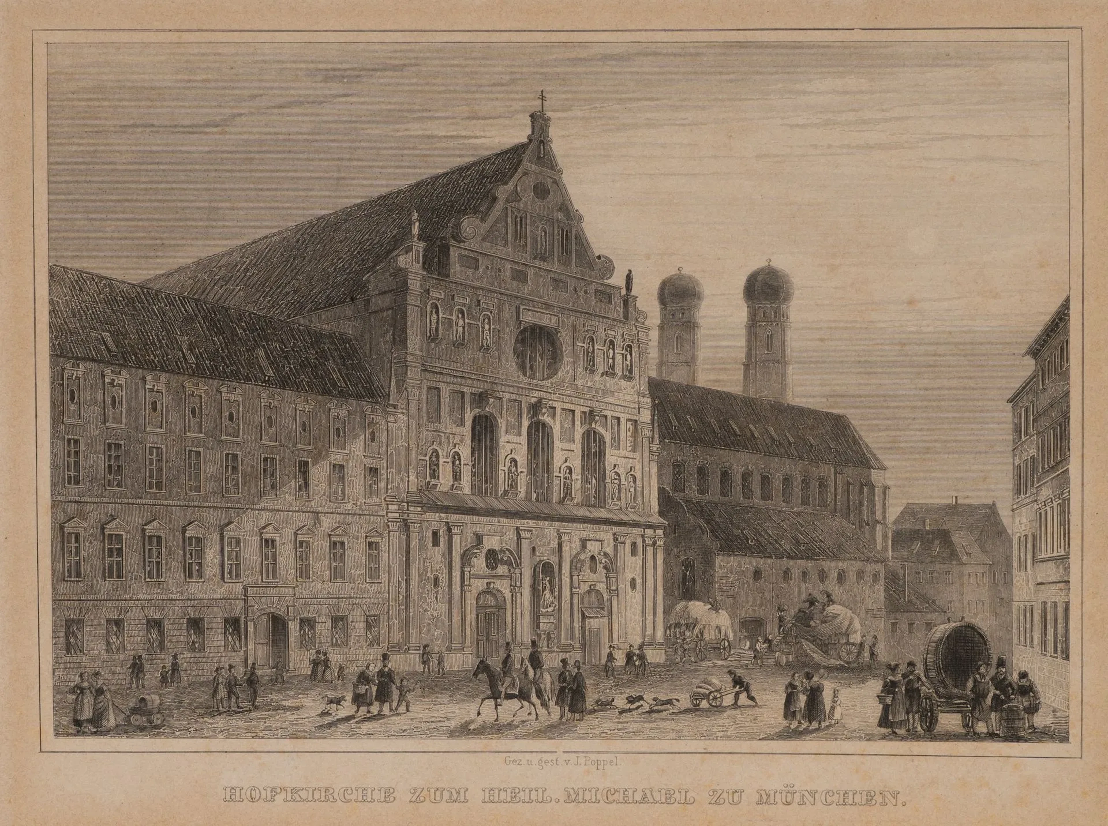 J. POPPEL (1807–1882), St. Michael’s Court Church, Steel engraving