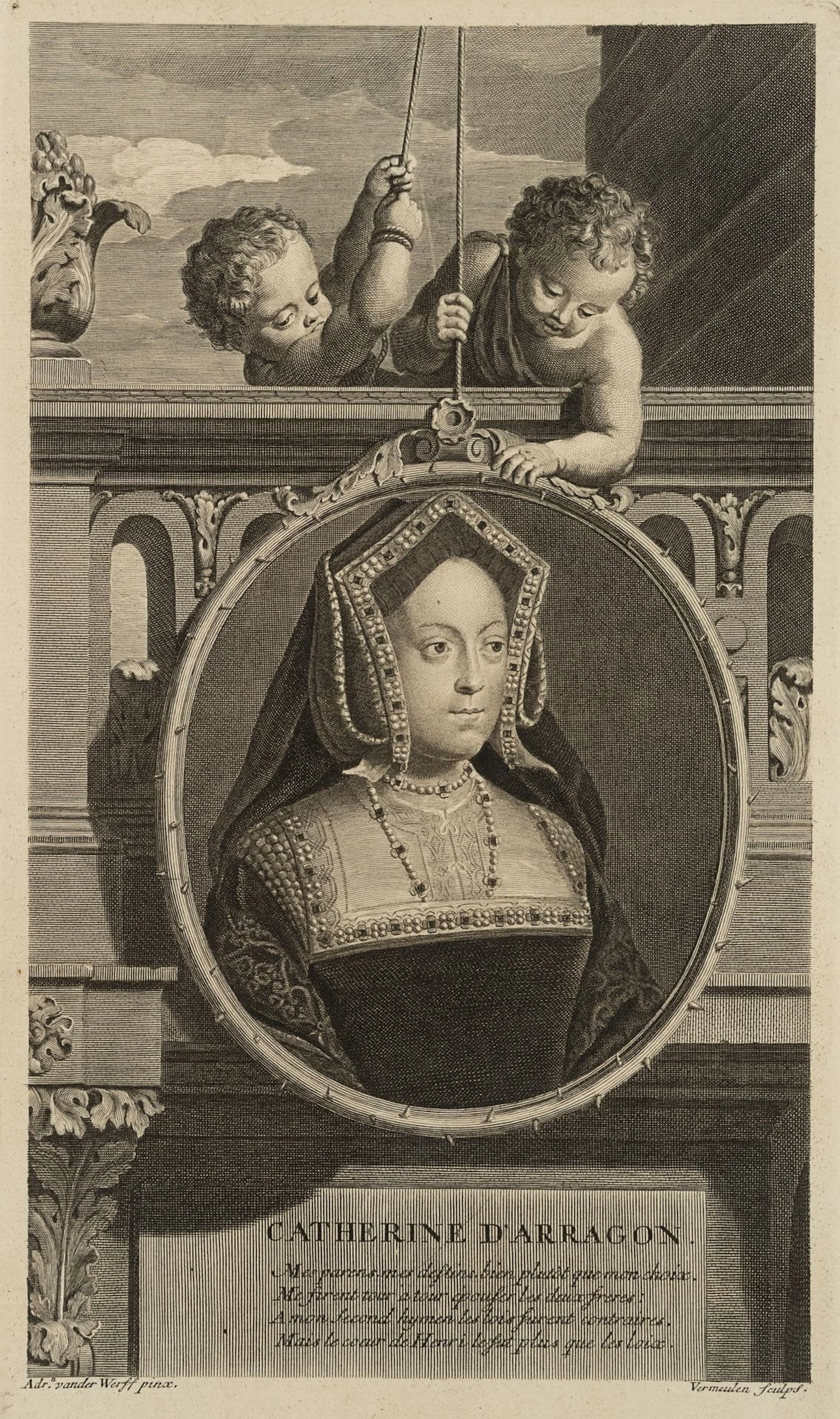 C. VERMEULEN (*1644) after WERFF (*1659), Catherine of Aragon (1485–1536)