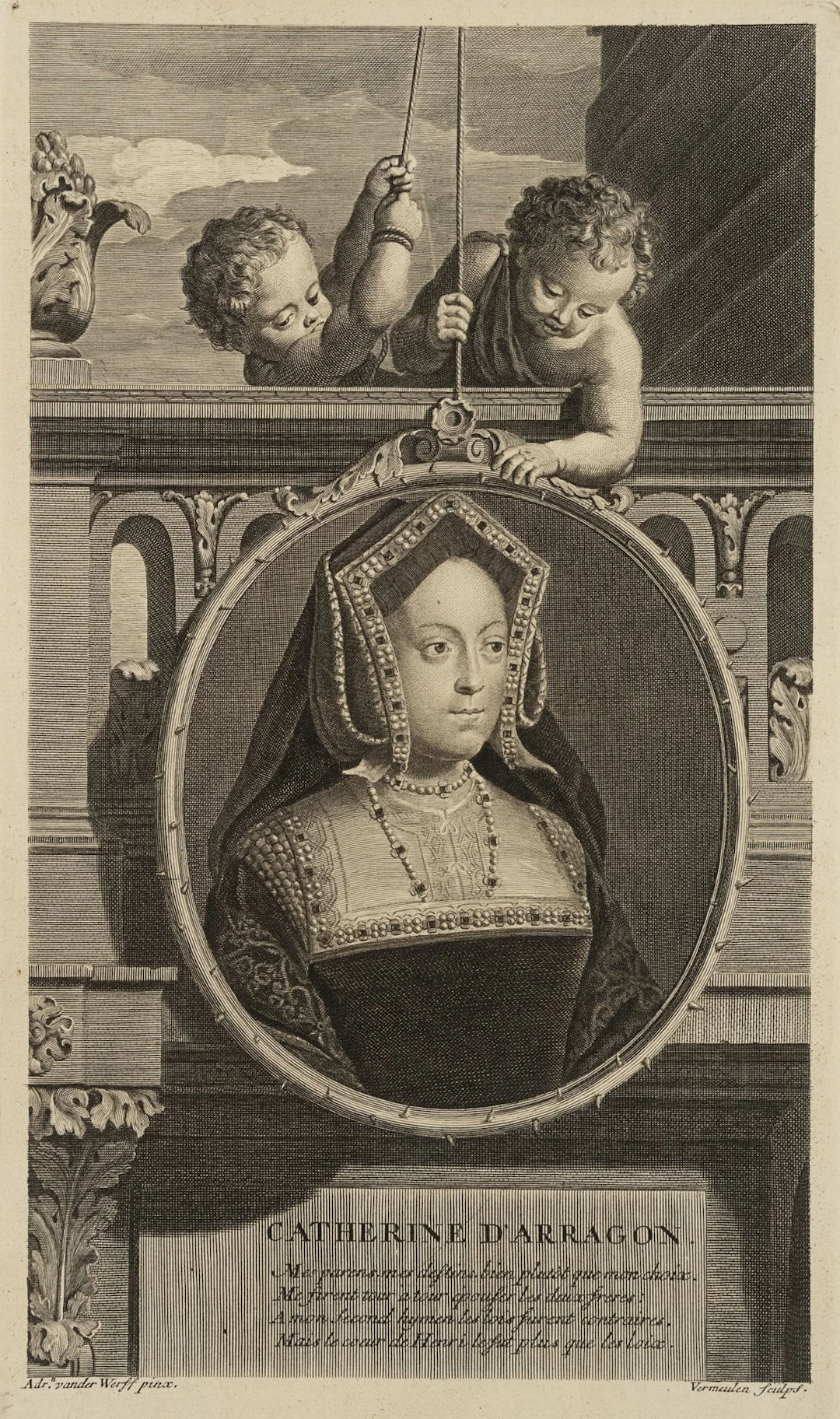 C. VERMEULEN (*1644) after WERFF (*1659), Catherine of Aragon (1485–1536)