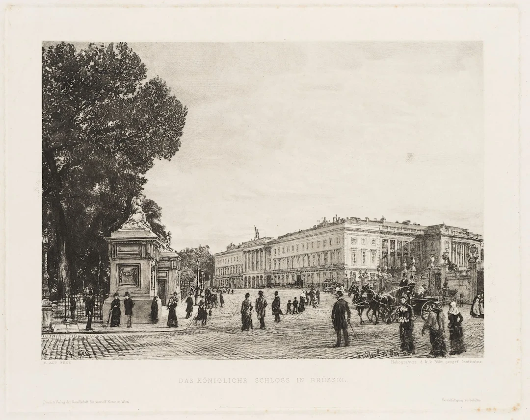 R. ALT (1812–1905), Royal Palace in Brussels, cityscape, heliogravure/photogravu